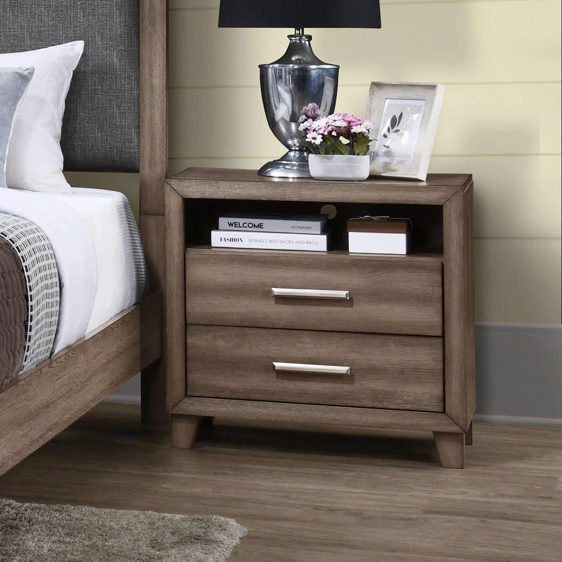 Harrisburg - 2 Drawer Nightstand - Walnut, light brown, view 8