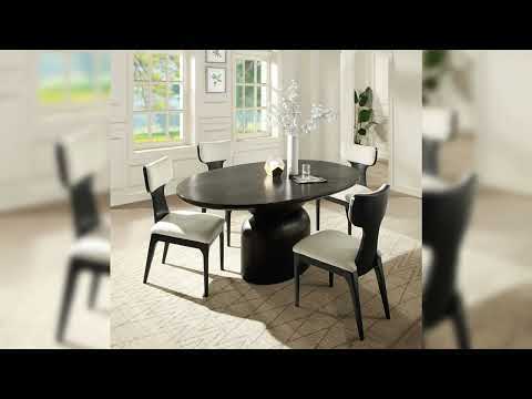 Koen - Round Dining Table, Engineering Marble Top - White & Black, white, view 8