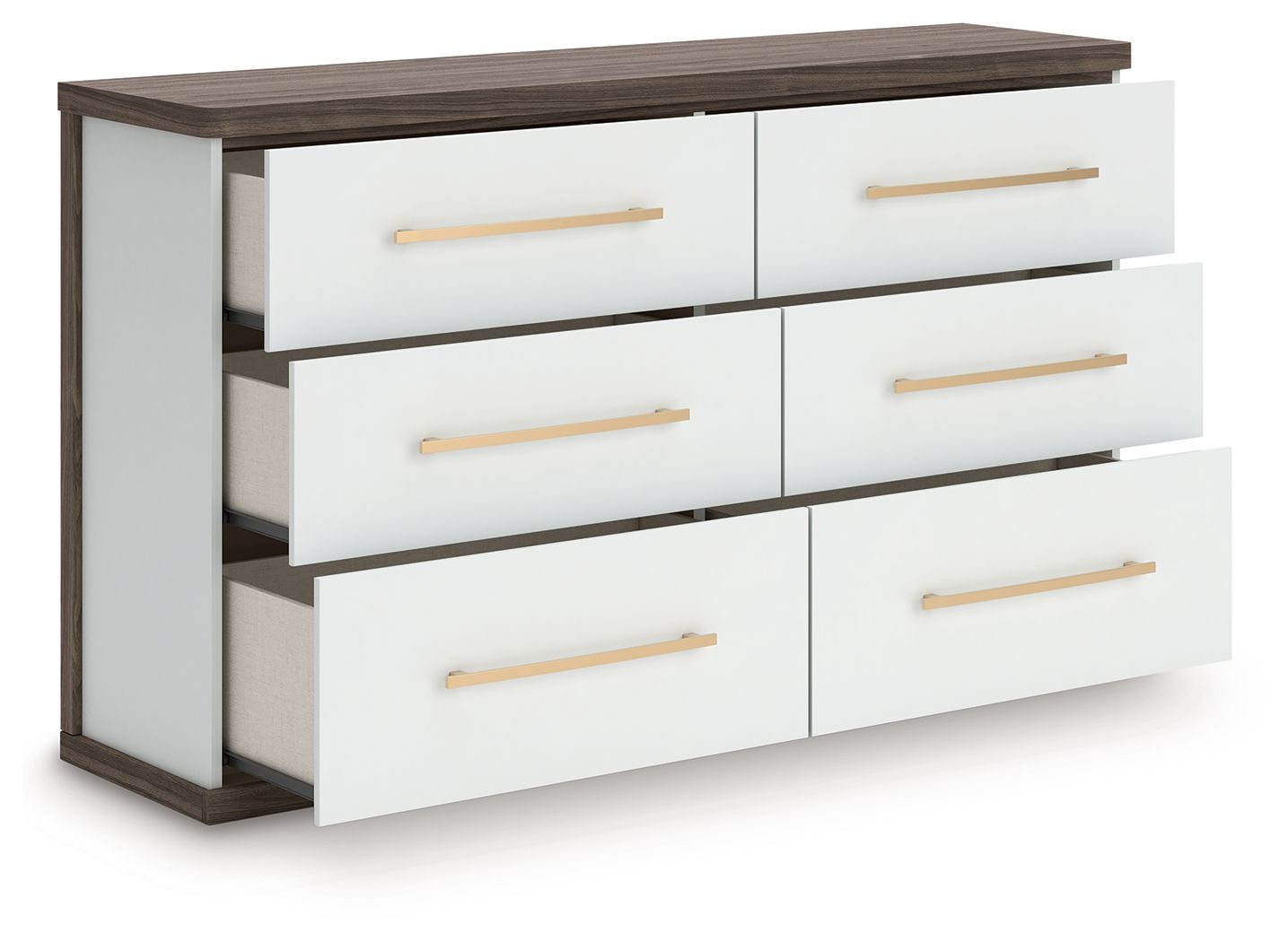 Kendanport - Six Drawer Dresser - Brown / White