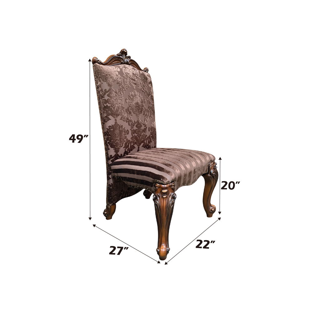 Versailles - Side Chair (Set of 2) - Two Tone Light Brown Synthetic Leather /Fabric & Cherry Oak, dark brown, view 6