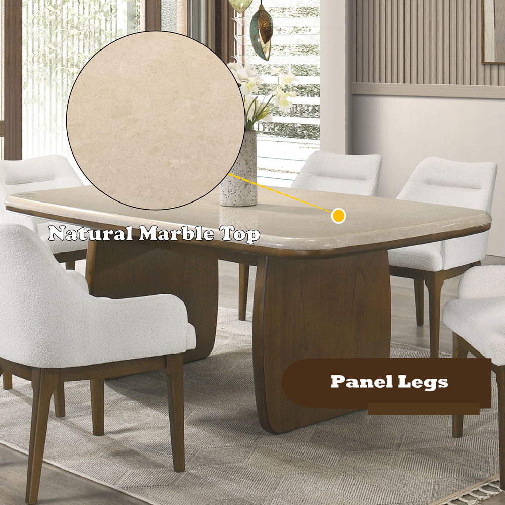 Kasha - Dining Table With Marble Top Top - Vintage Oak, dark brown, view 6
