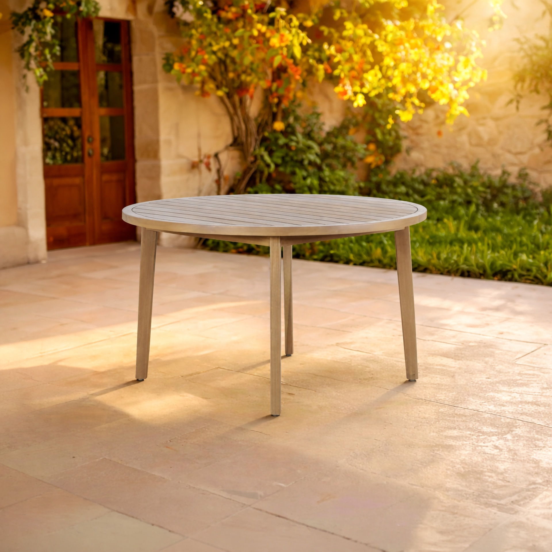 Arden - Round Patio Dining Table - Natural, light brown, view 6