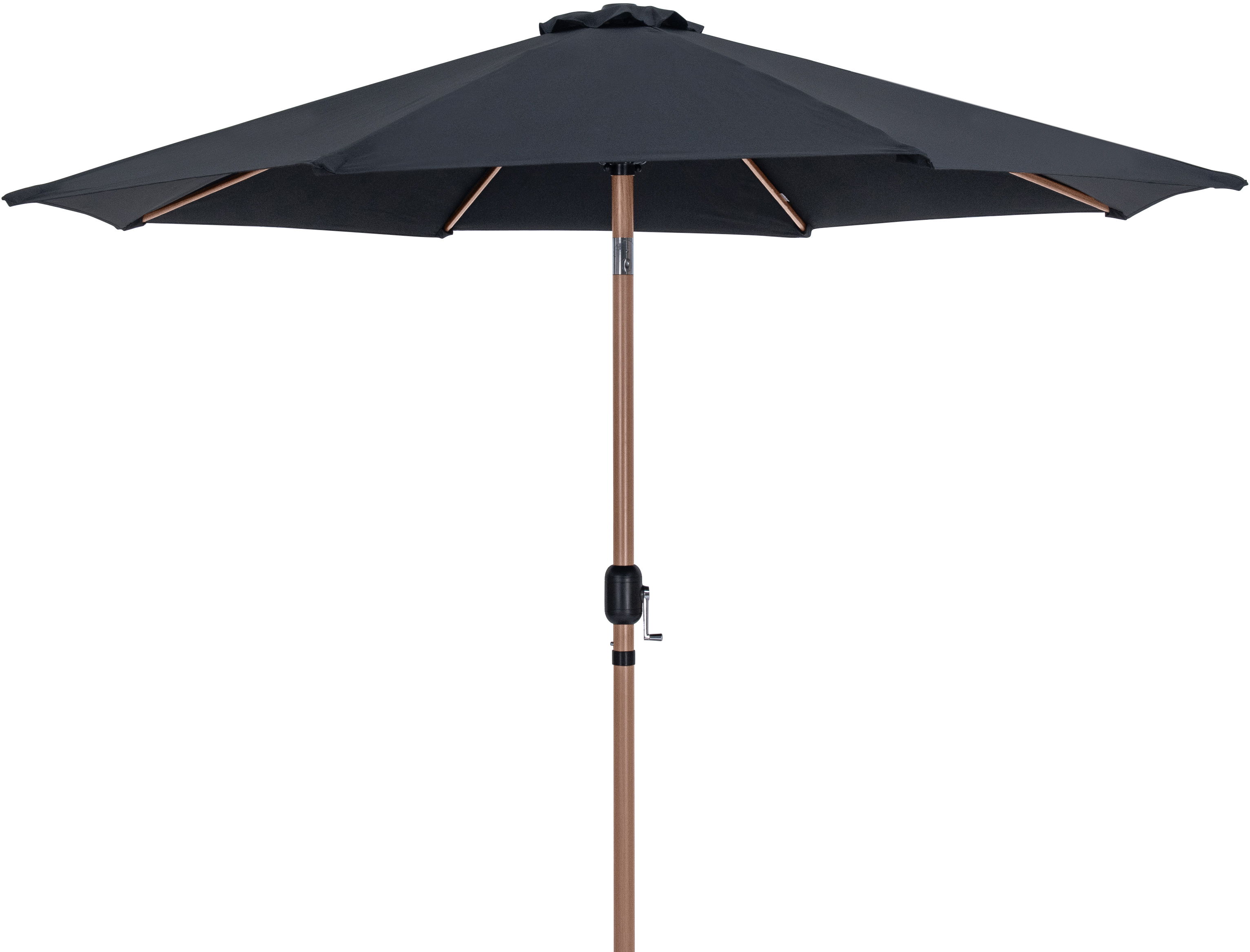 Fiji - Aluminum Patio Umbrella With Round Black And Teak Base - Black