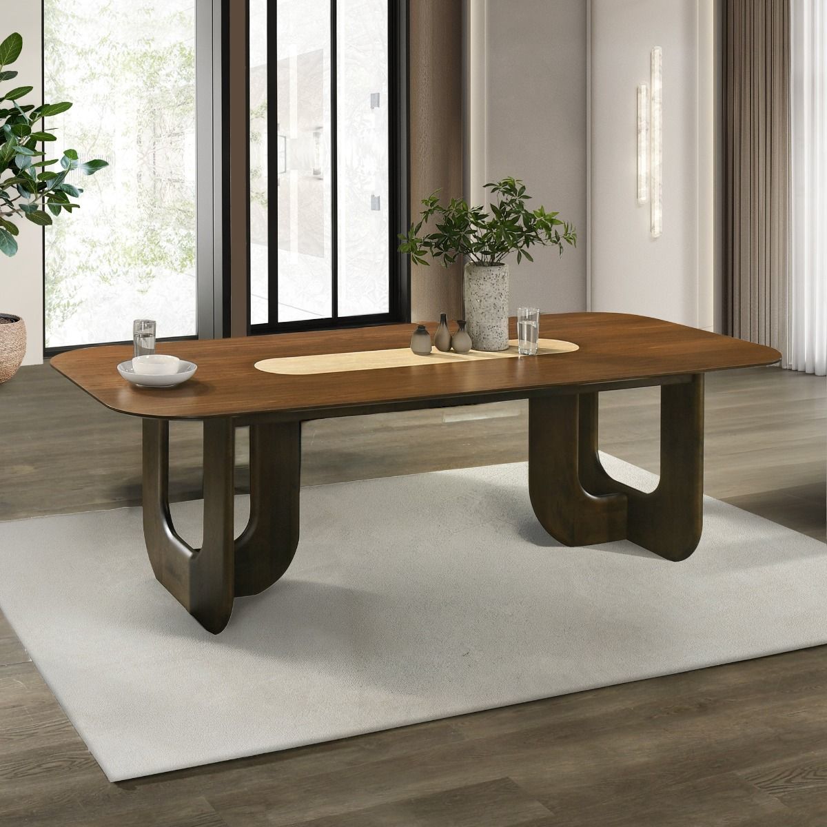 Kyree - Dining Table - Walnut, dark brown, view 8
