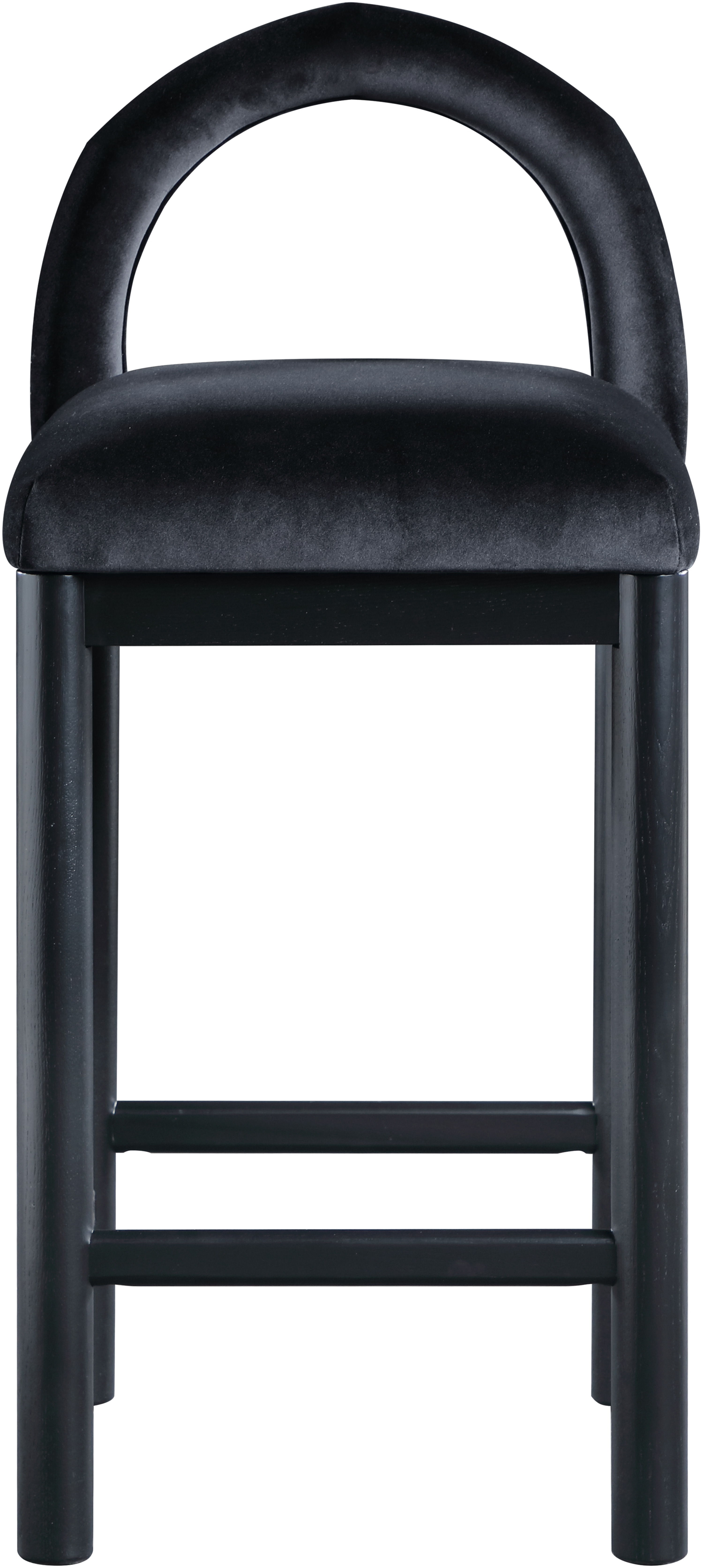 Conrad - Velvet Counter Stool With Black Legs - Black