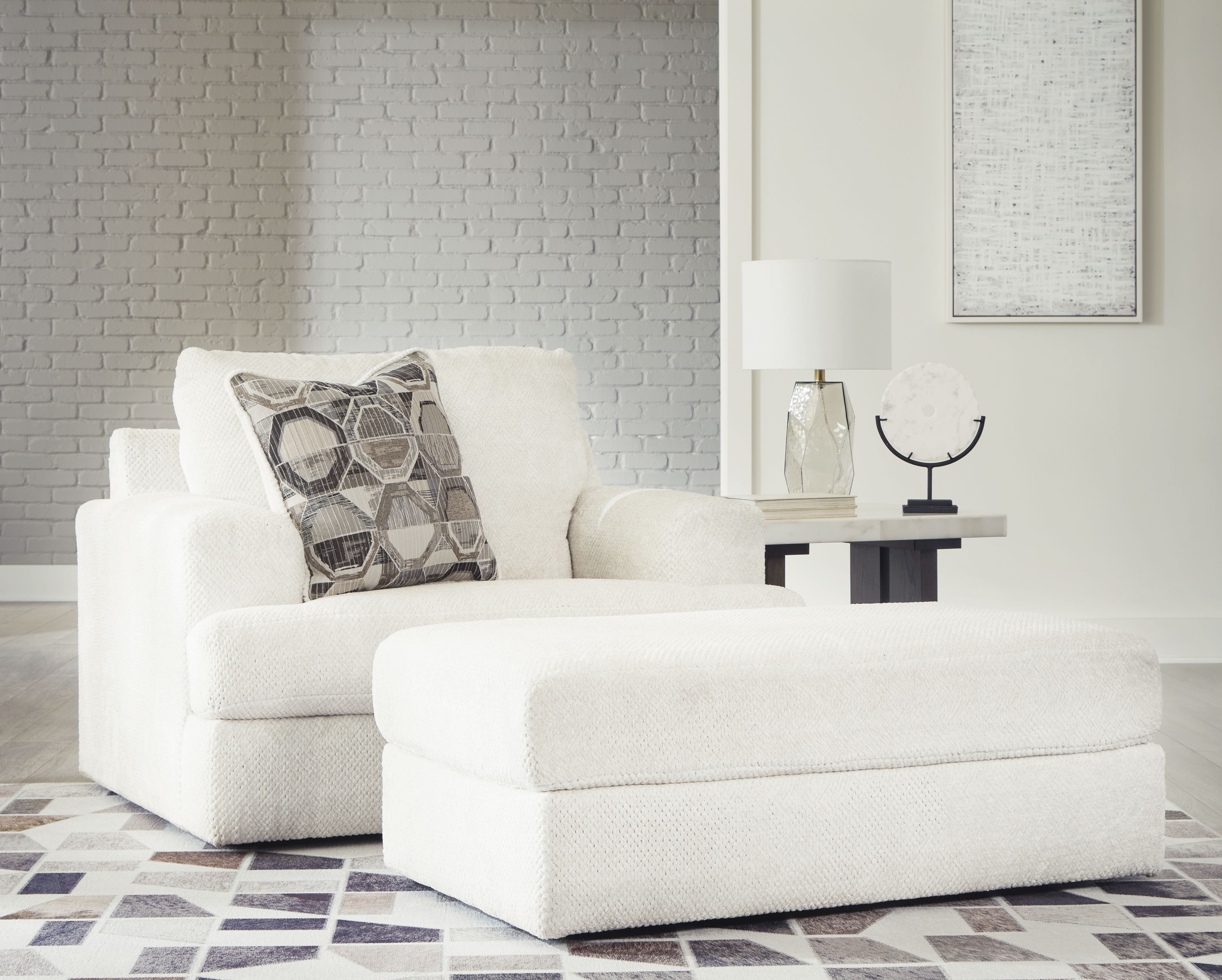 Ashley Karinne - Linen - 2 Pc. - Chair And A Half, Ottoman