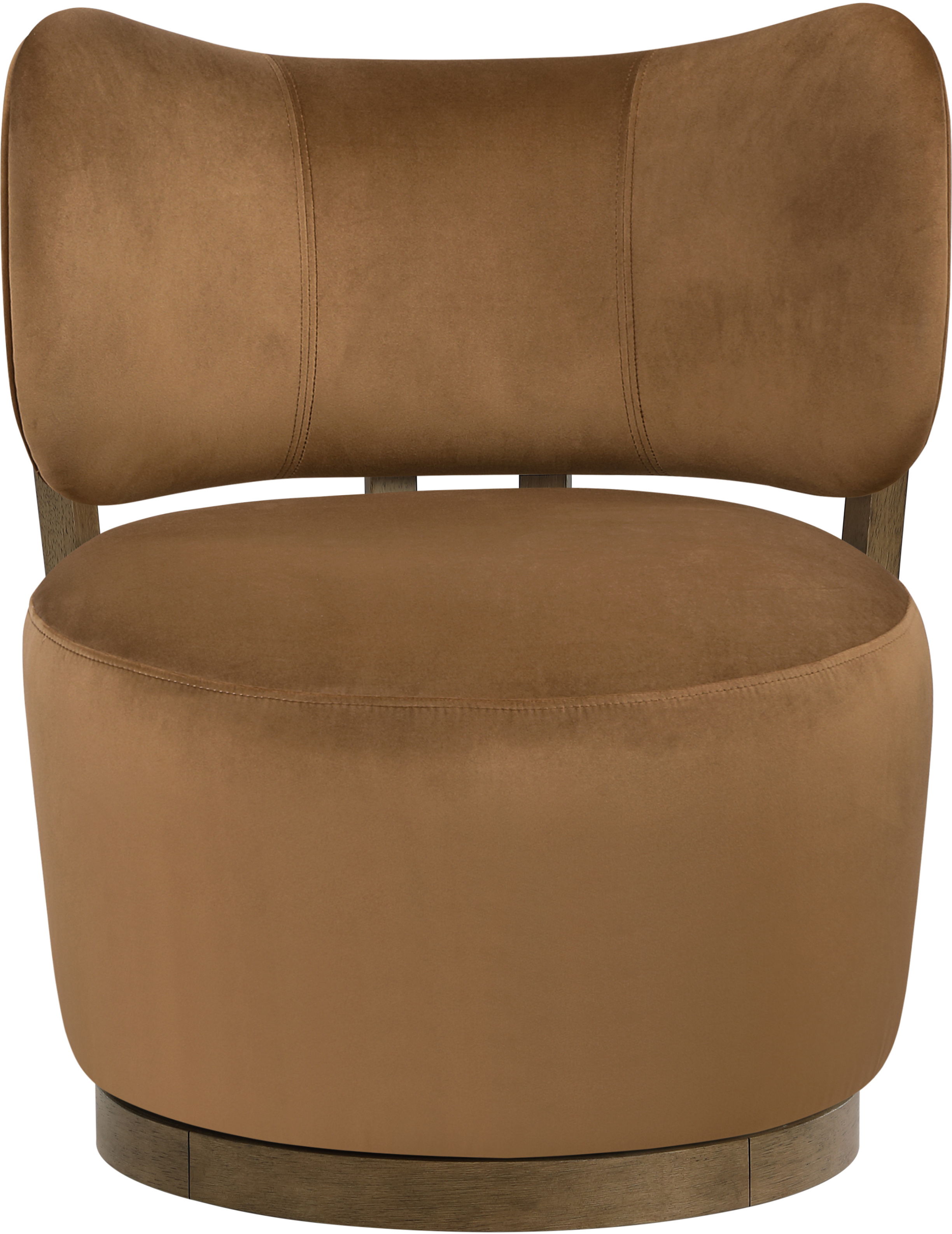 Elara - Velvet Upholstered Swivel Accent Chair - Saddle / Stained Brown