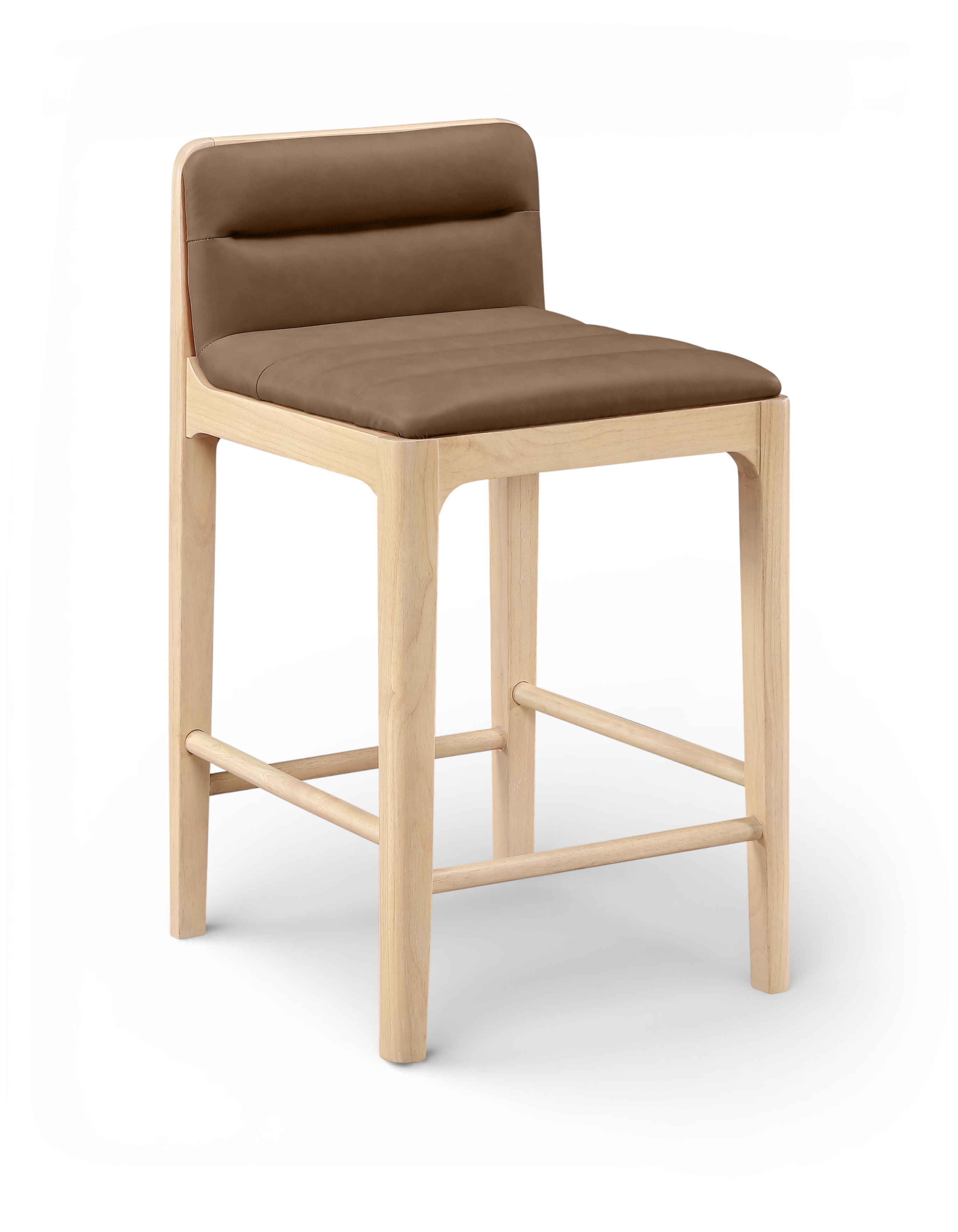 Ellis - Vegan Leather Upholstered Counter Stool (Set of 2) - Brown / Natural