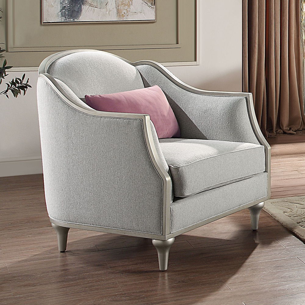 Kasa - Chair With Pillow - Beige Linen & Champagne, beige, view 5