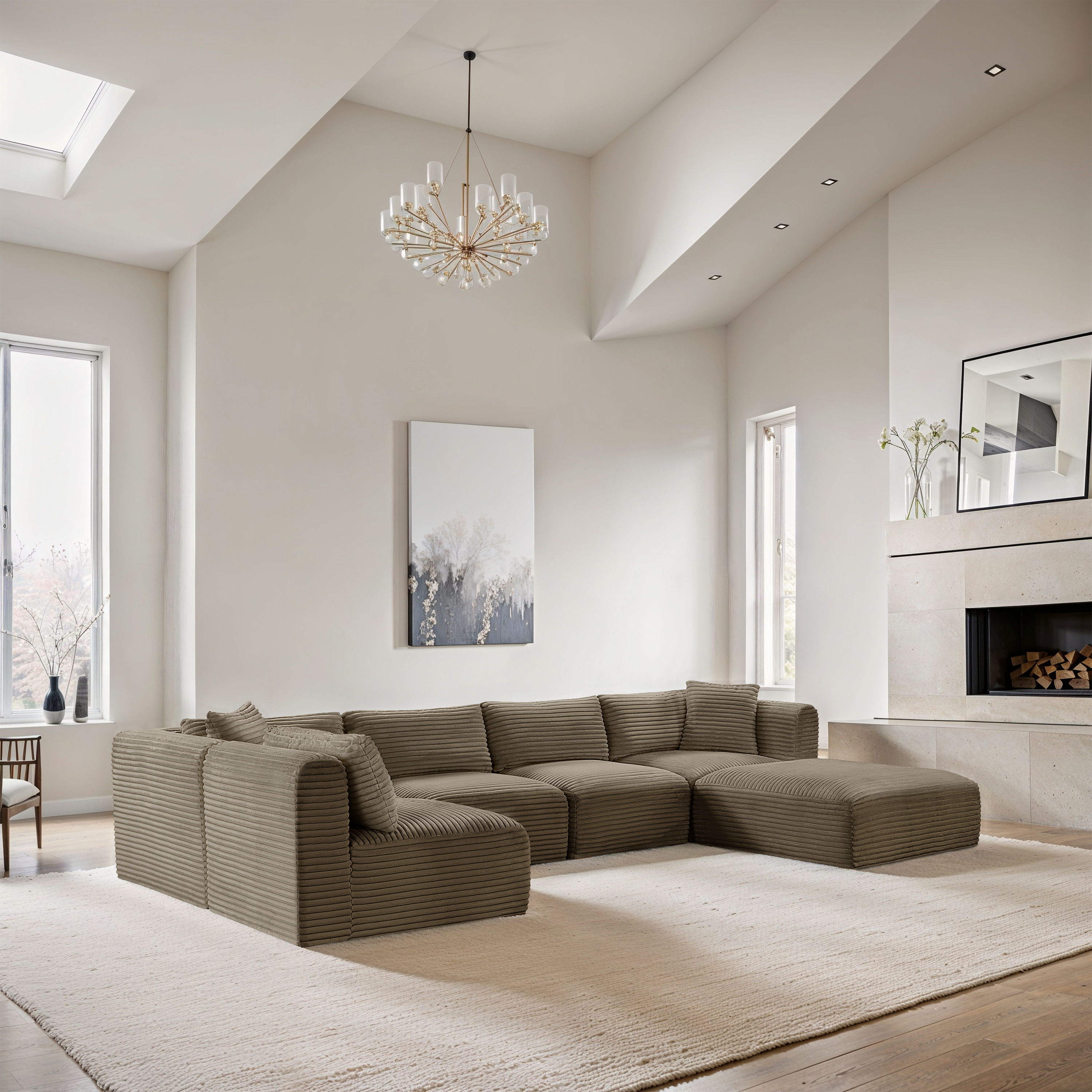 Shaggy - 6 Piece Modular U-Shaped Sectional - Taupe