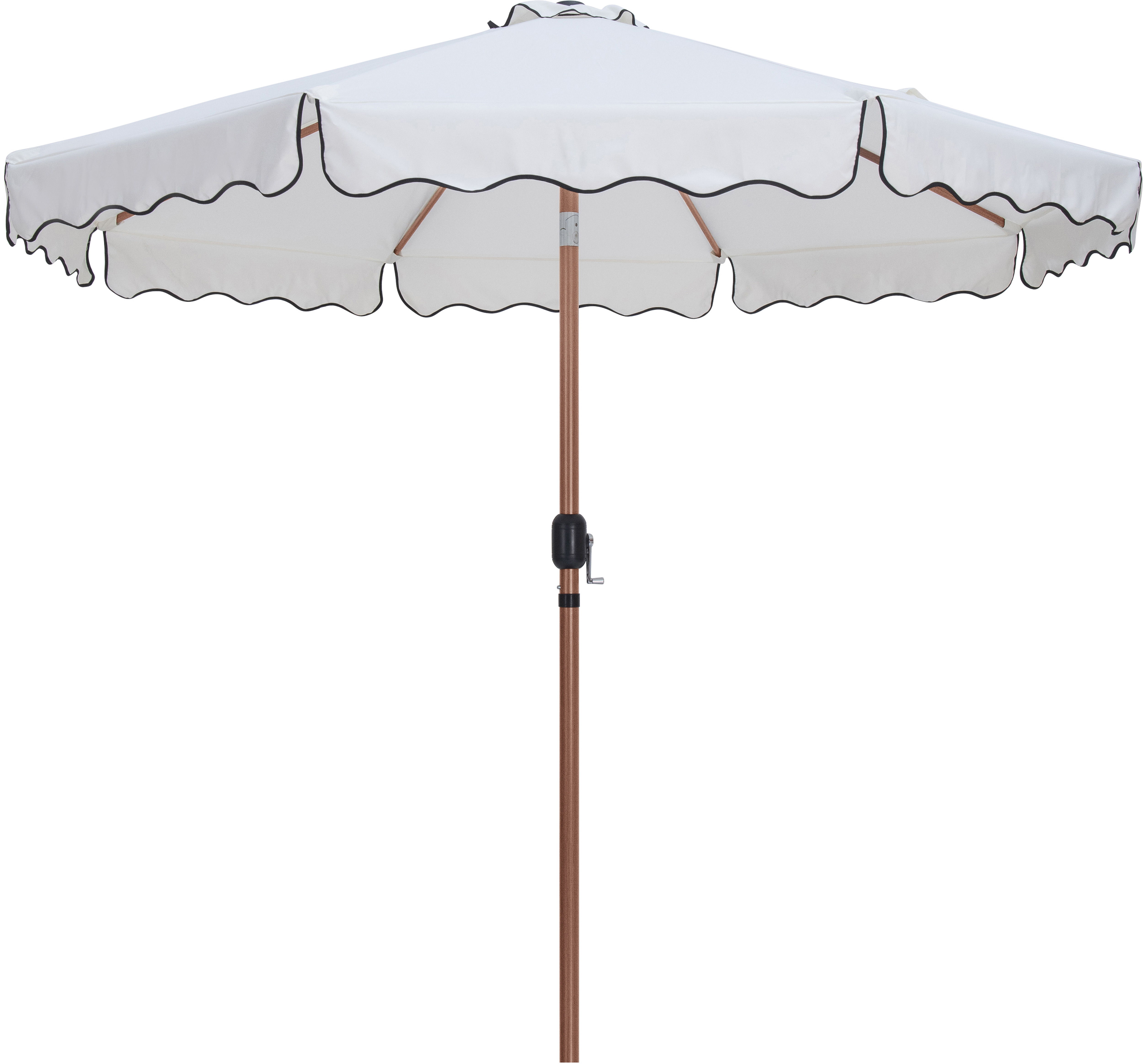 Amalfi - With Black Piping / Matte White Aluminum Patio Umbrella With Base - White