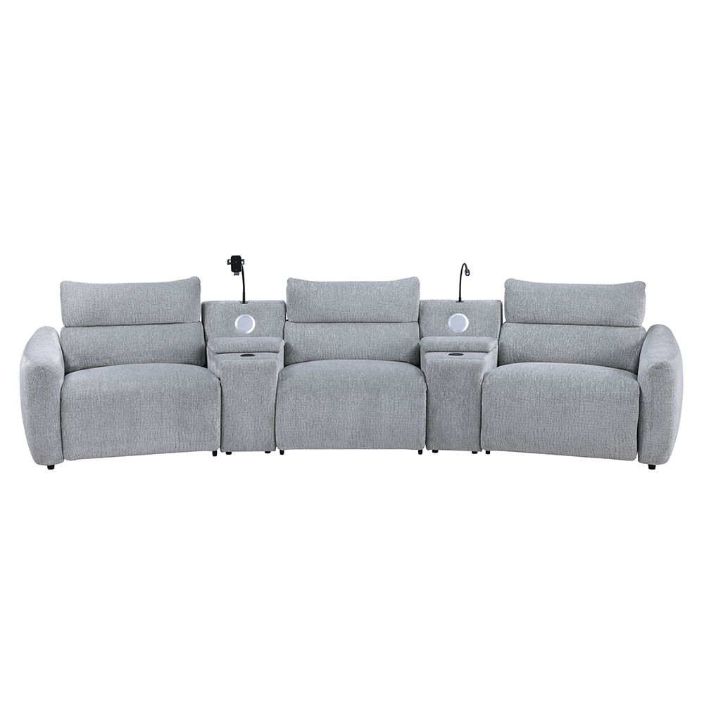 Fullar - Modular Power Motion Armless Recliner - Light Gray Chenille, light gray, view 5