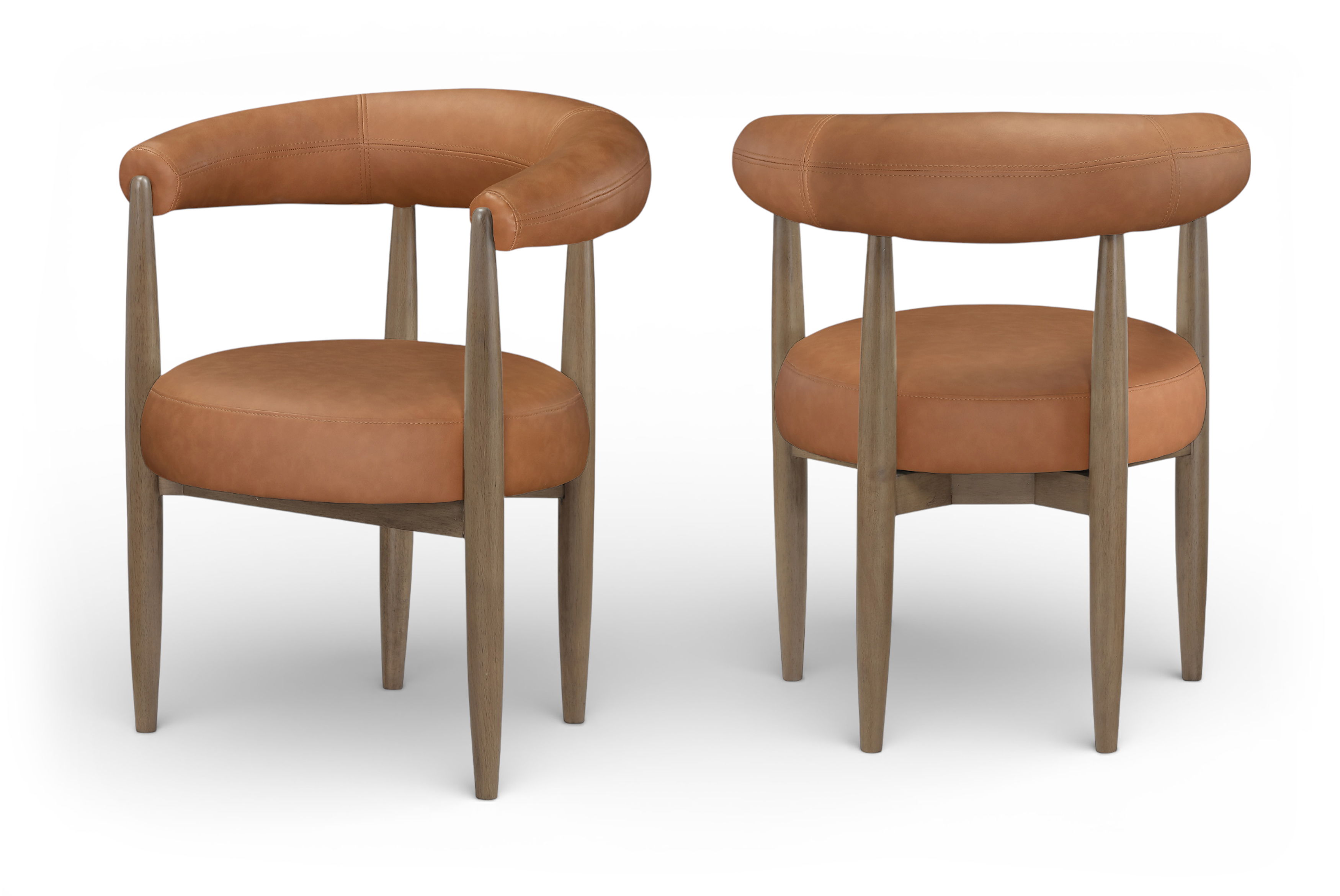 Sable - Vegan Leather Upholstered Dining Chair (Set of 2) - Cognac / Painted Brown