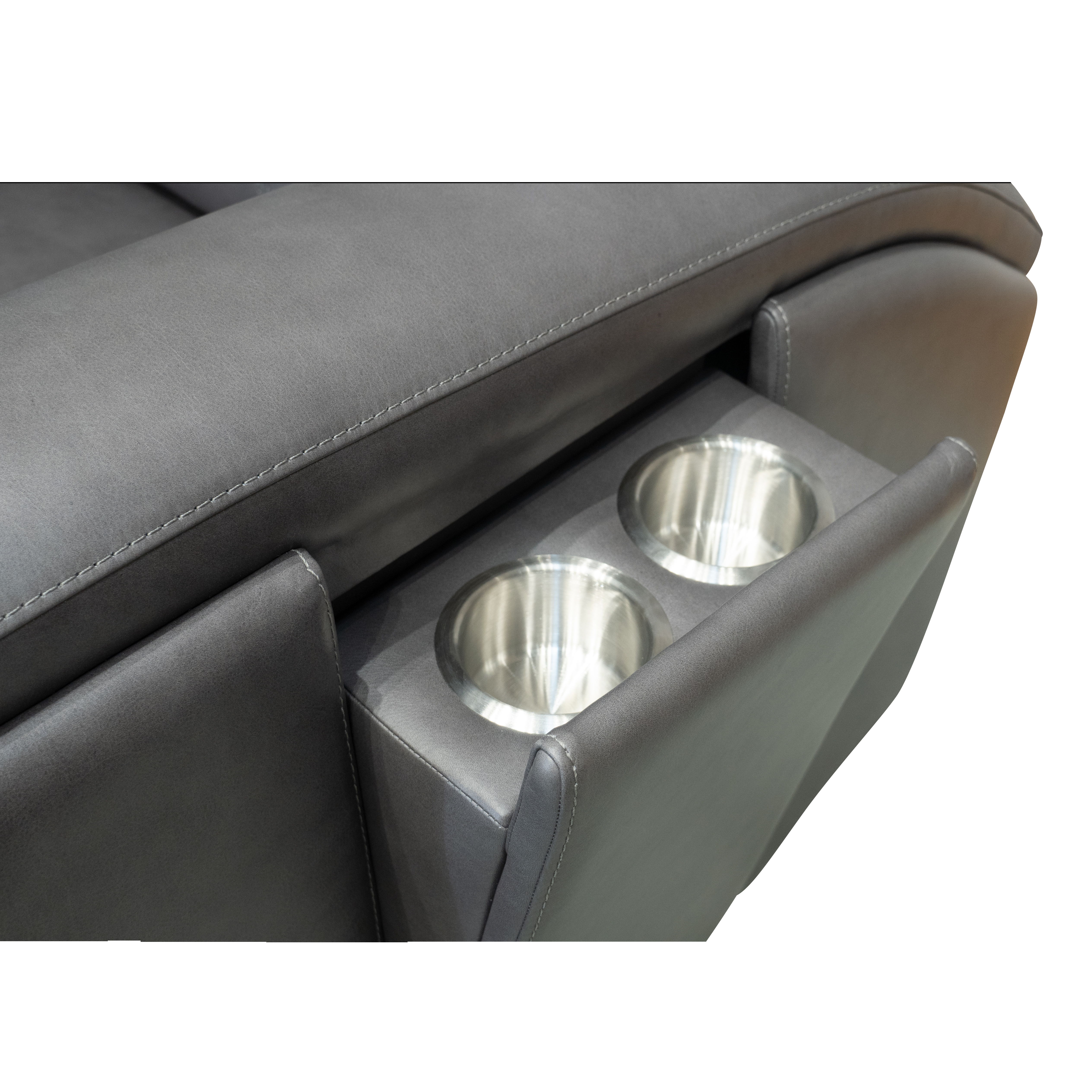 Wyatt - Power Recliner With Power Headrest & Lumbar - Gunmetal, dark gray, view 7