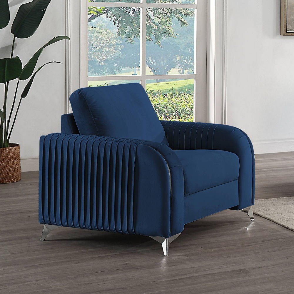 Wenona - Chair - Blue Velvet, blue