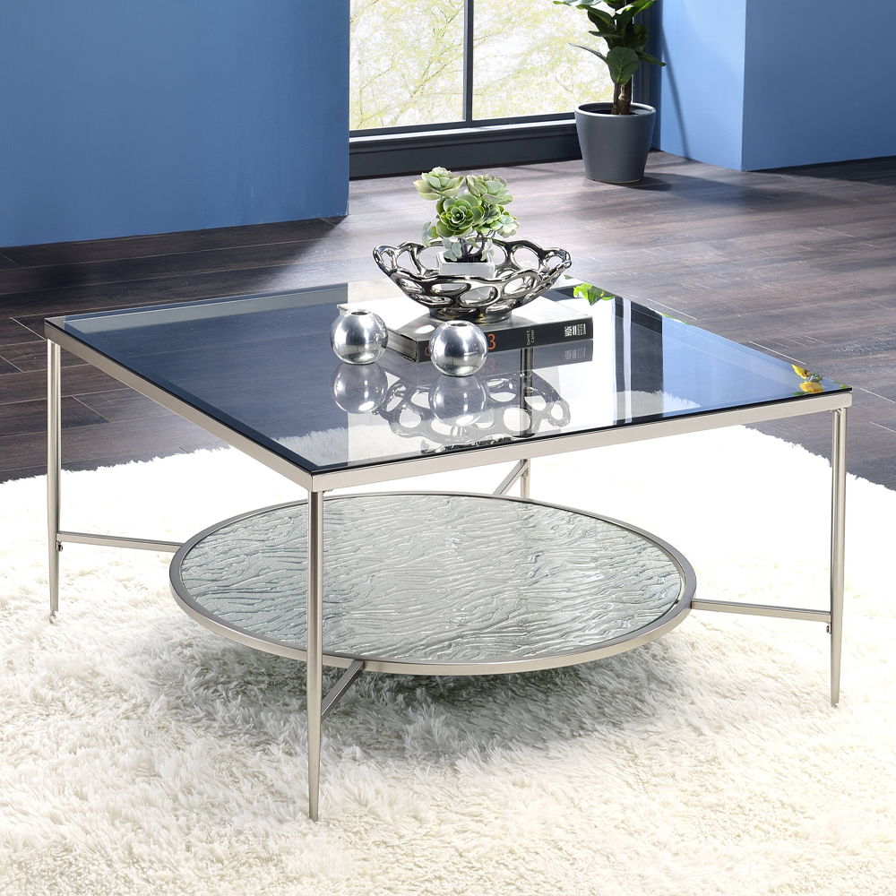 Adelrik - Coffee Table - Glass & Chrome, silver