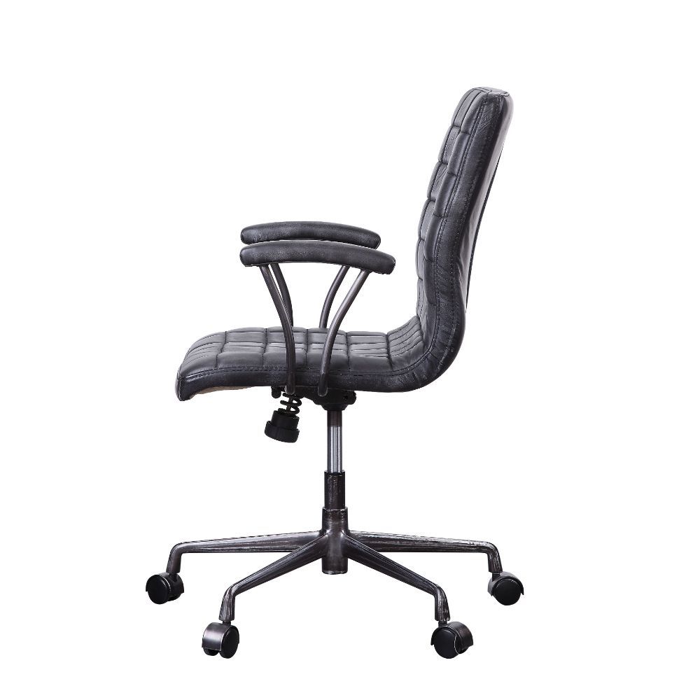 Barack - Office Chair - Vintage Black Top Grain Leather & Aluminum, black, view 6