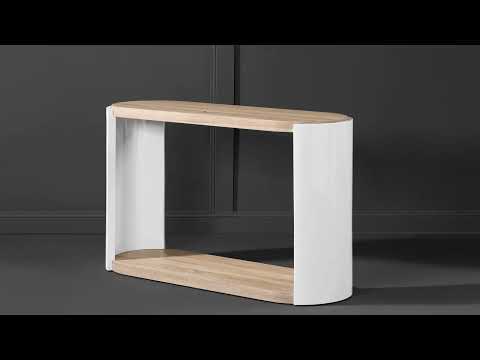 Zoma - Sofa Table - Oak & White High Gloss, white, view 6