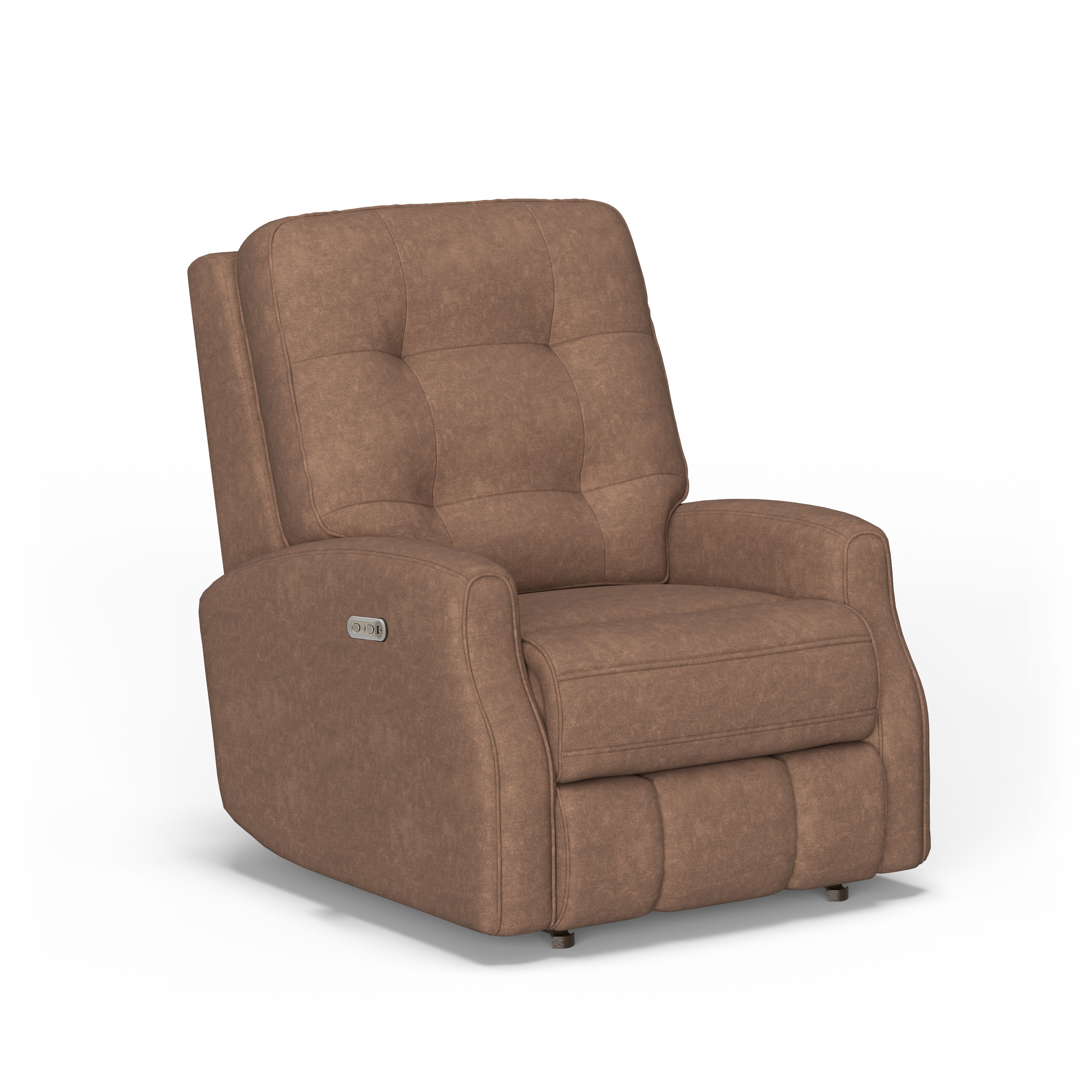 Devon - Transitional Fabric Power Rocking Recliner, Power Headrest, dark brown