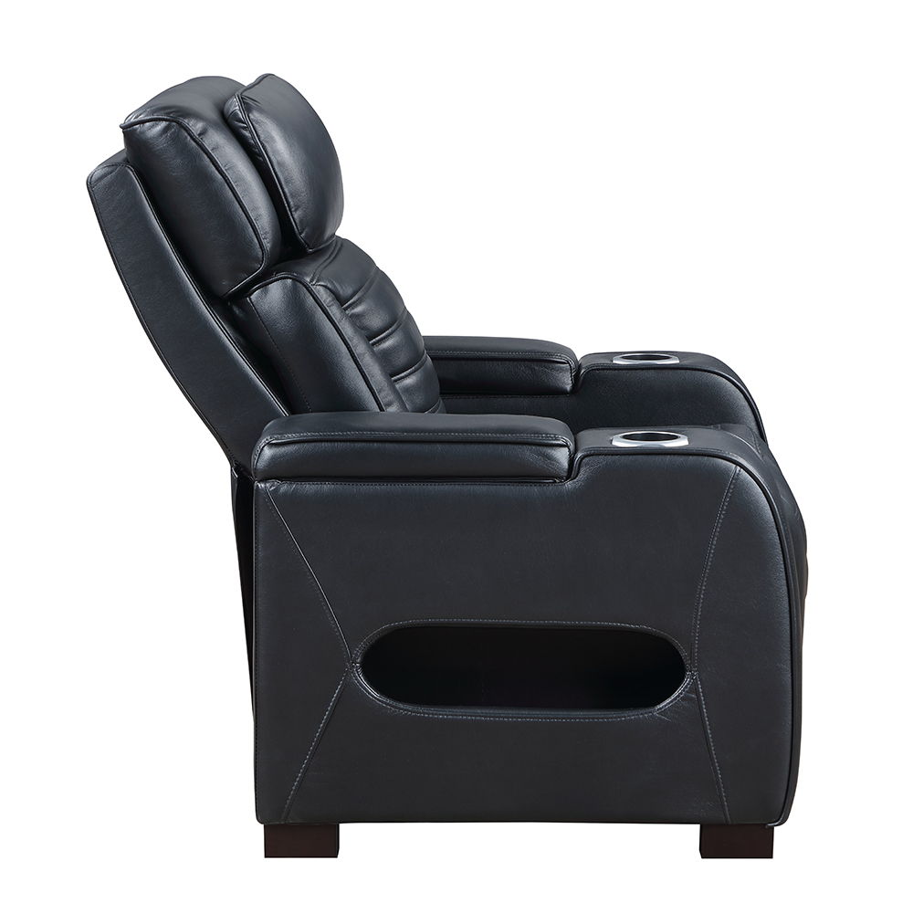 Ephron - Power Motion Recliner With Power Headrest & LED - Black, black, view 4