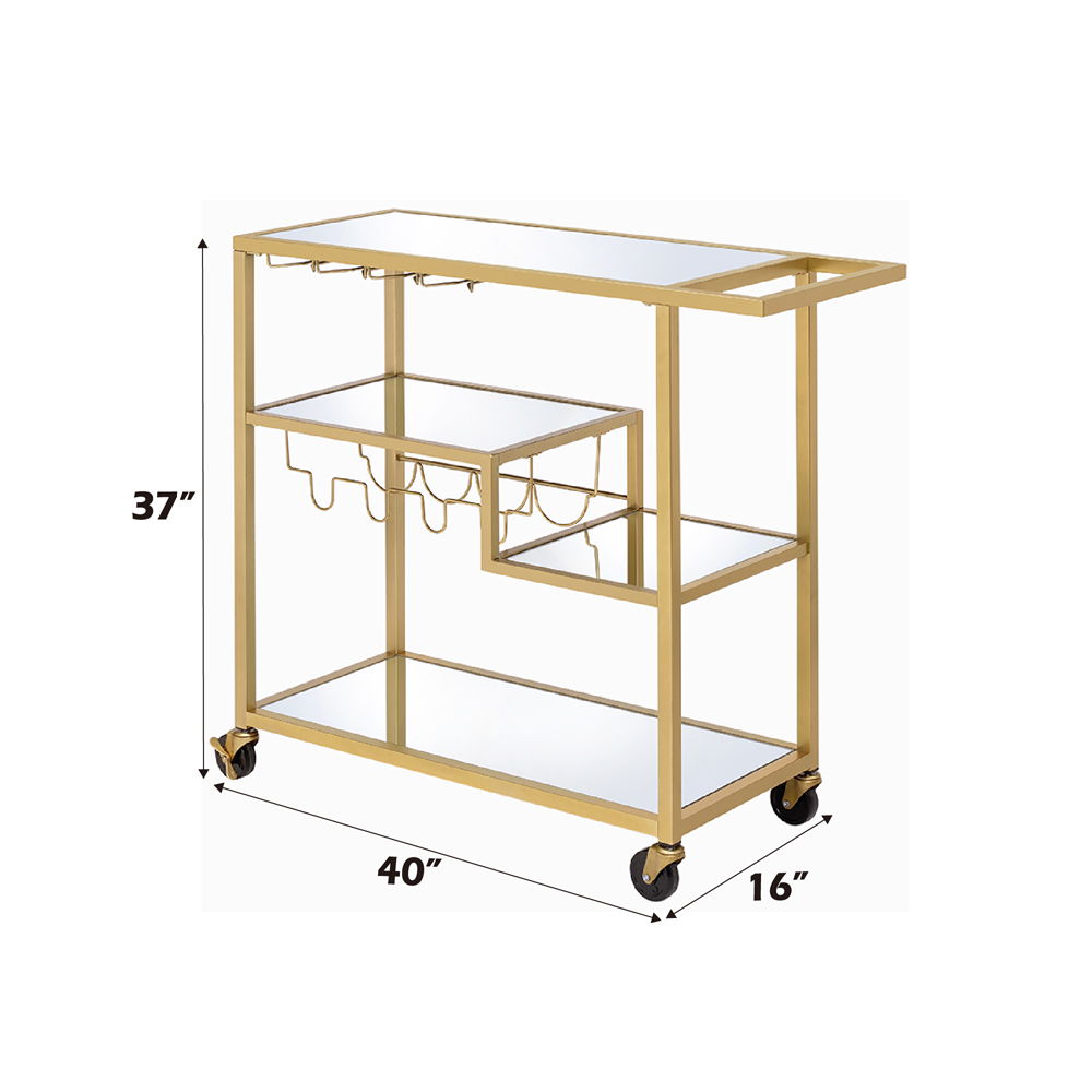Adamsen - Serving Cart - Mirrored & Champagne, beige, view 5