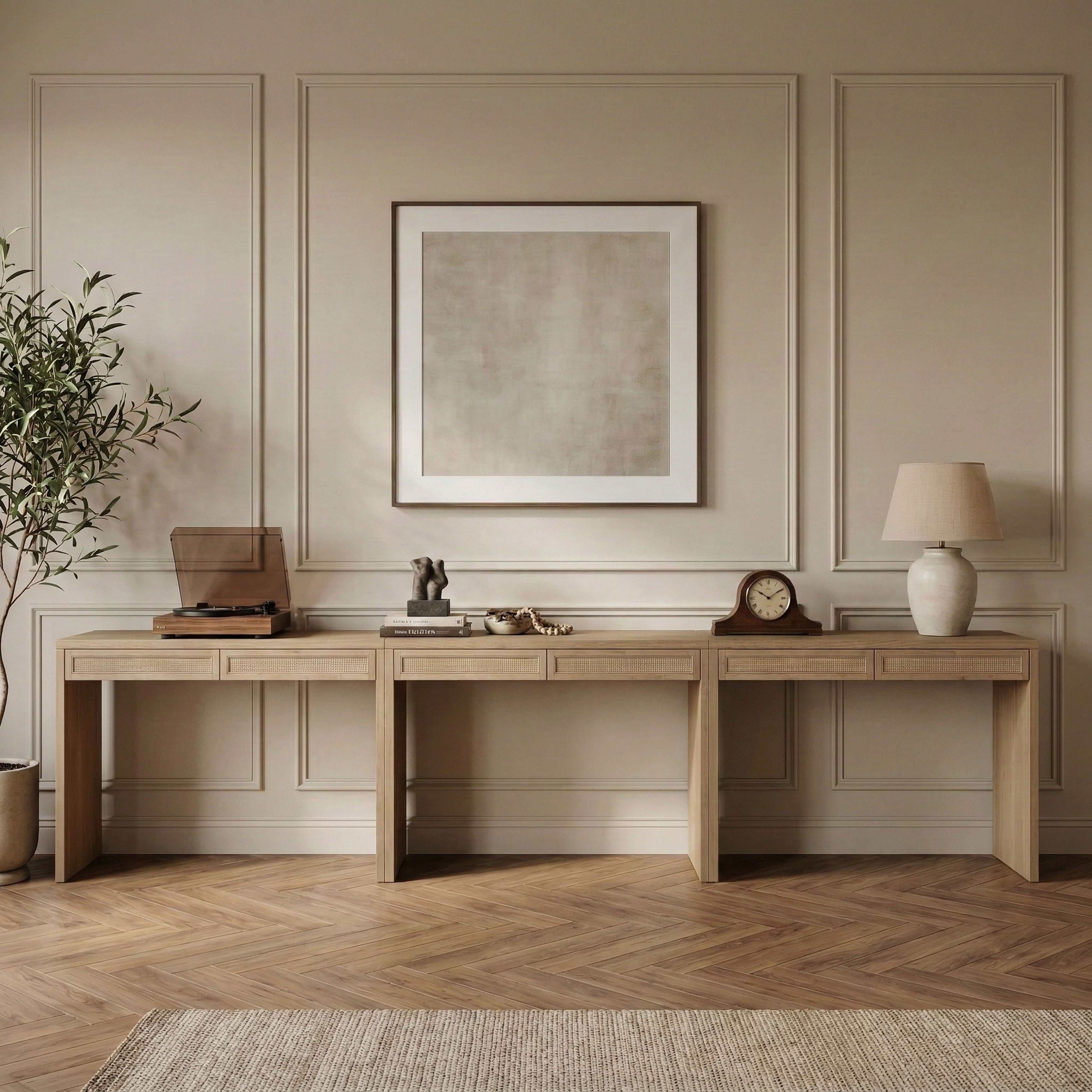 Avro - Solid Wood And Oak Veneer 3 Piece Desk - Natural