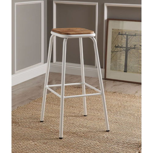 Scarus - Bar Stool (Set of 2) - Natural & White, white