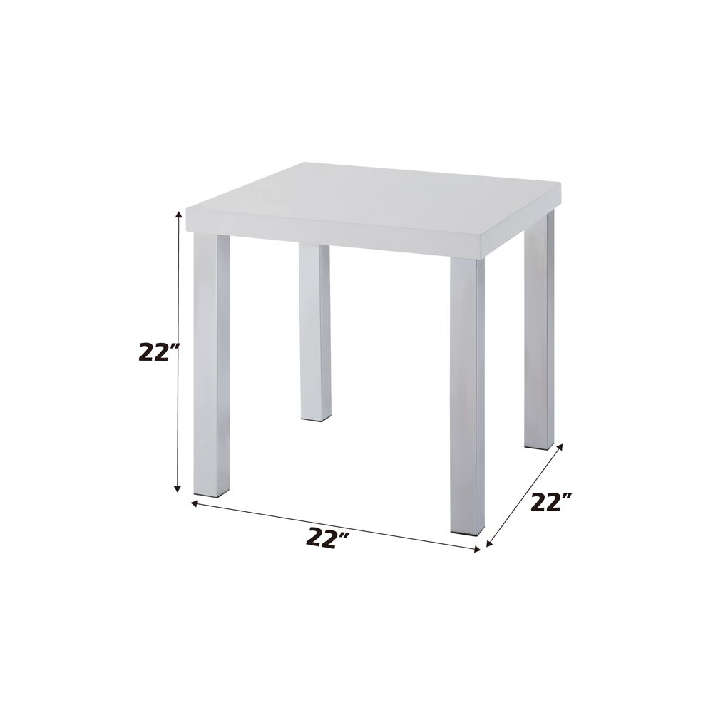 Harta - End Table - White High Gloss & Chrome, white, view 3