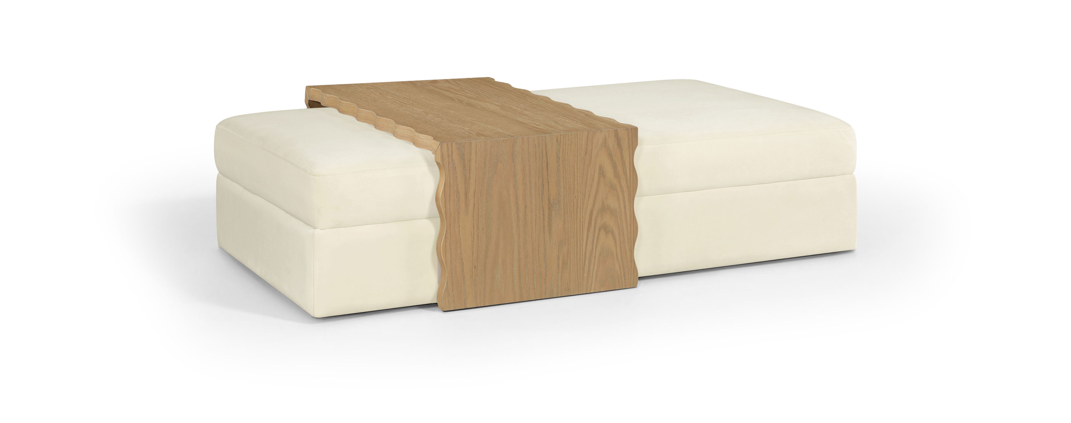 Woodra - Coffee Table / Ottoman - Cream / Light Brown