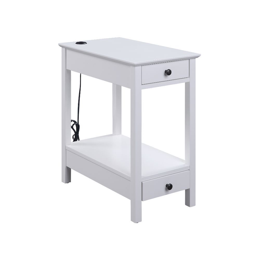 Byzad - Accent Table With USB - White, white