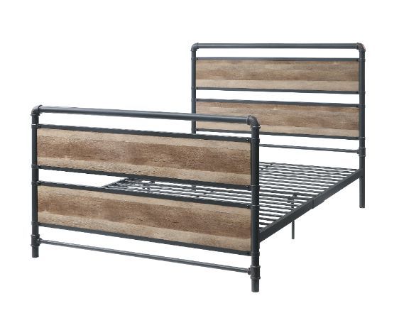 Brantley - Full Bed - Antique Oak & Sandy Gray, light brown