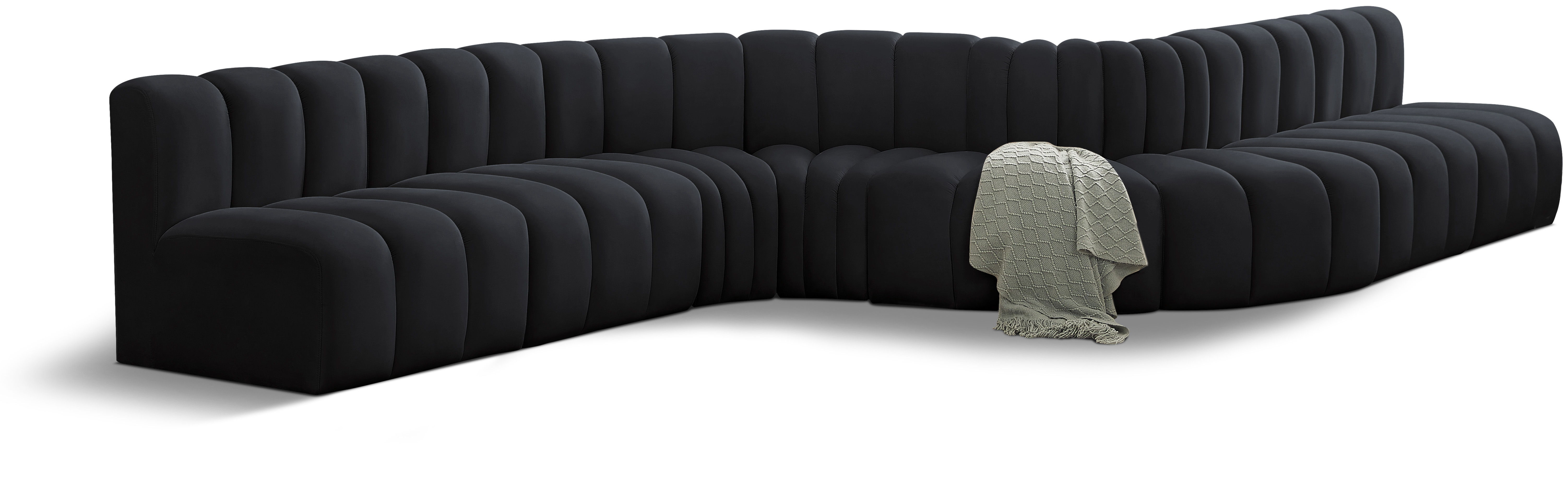 Arc - Velvet 8 Piece Curved Modular Sofa - Black