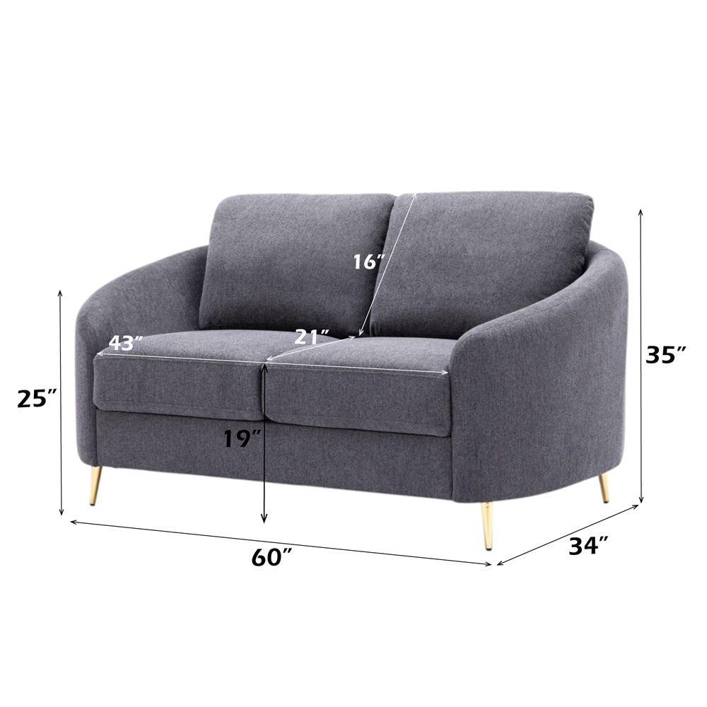 Yuina - Loveseat - Gray Linen, dark gray, view 6