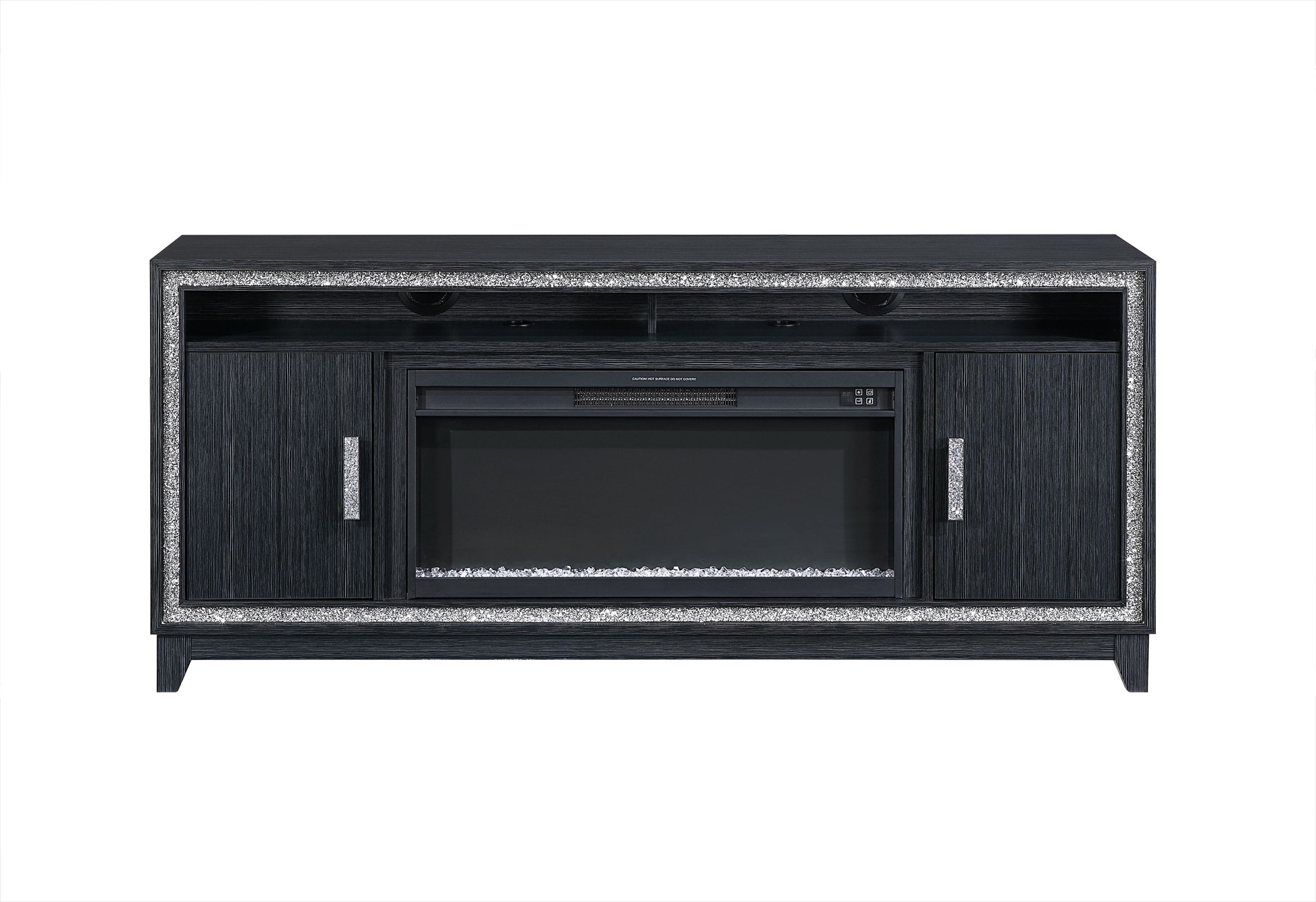 Lily - 72" Entertainment Unit With LED, Speakers, Crystal Inserts - Dark Gray