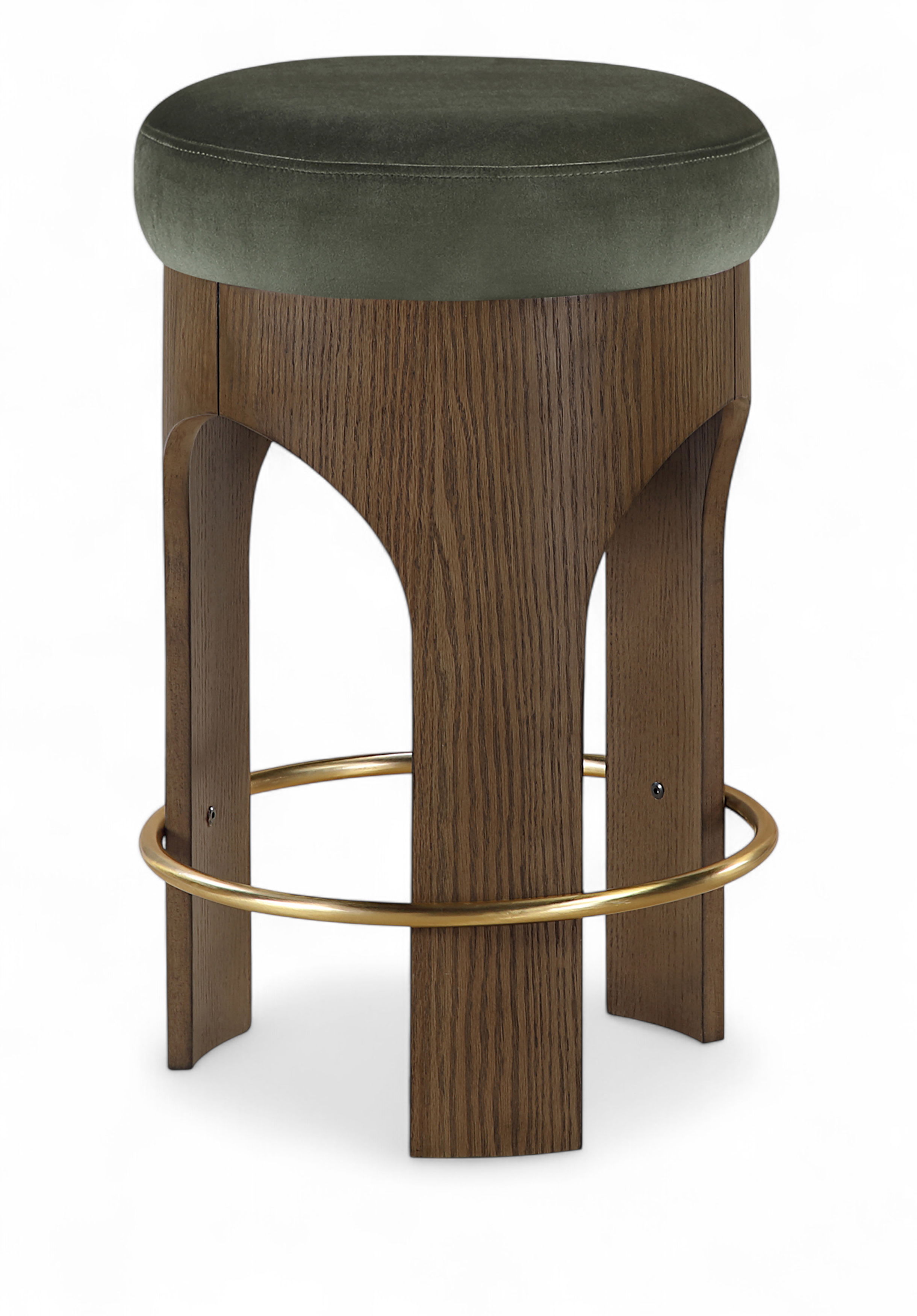 Bocceli - Velvet Upholstered Counter Stool - Green