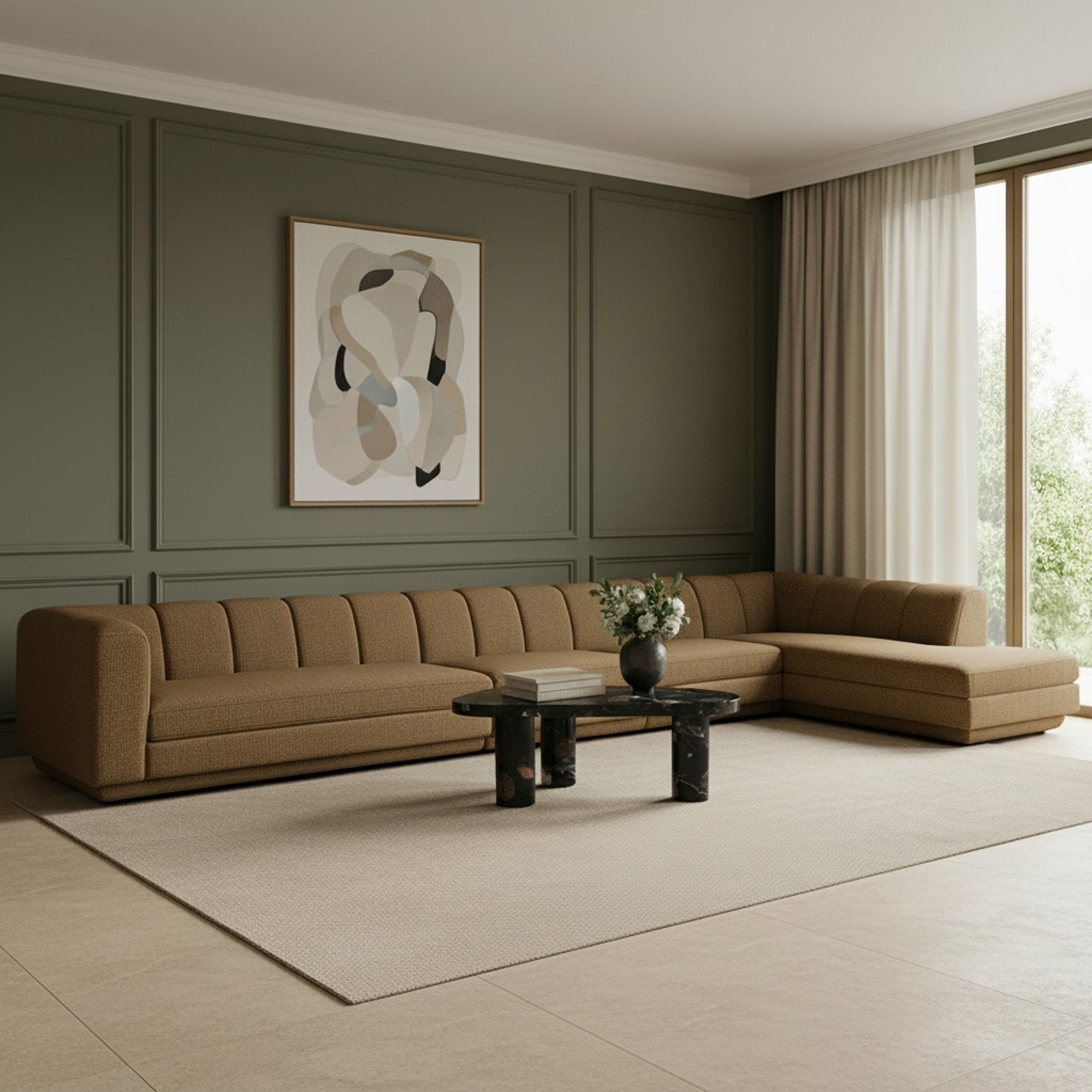 Modari - Fabric Upholstered 4 Piece RAF Modular Sectional - Brown