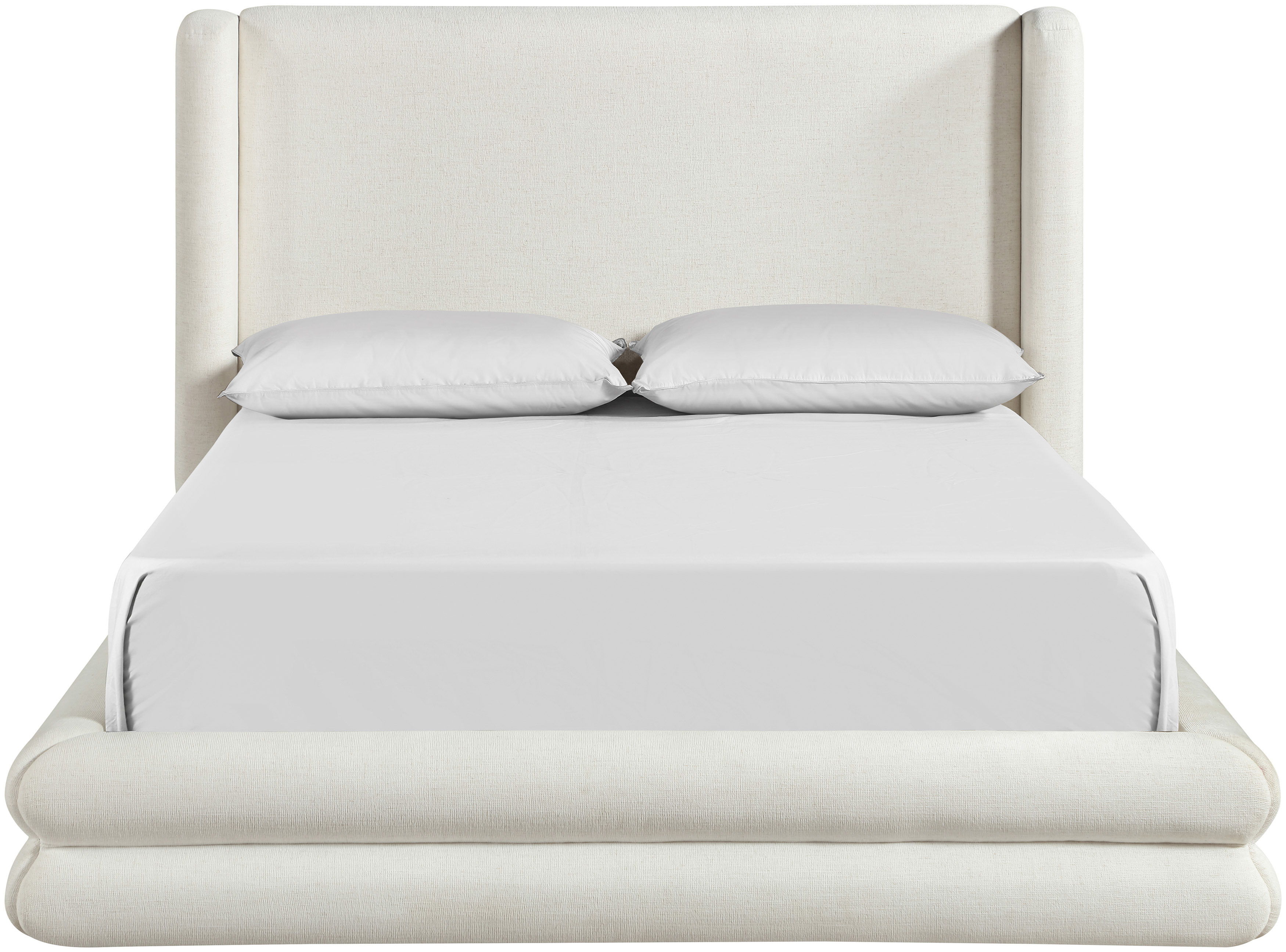 Chandra - Linen Textured Fabric Upholstered Full Bed - Cream