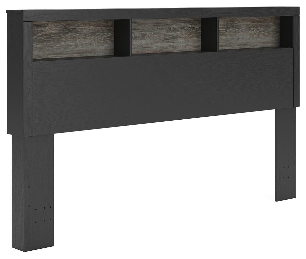 Broachmyn – King Bookcase Headboard – Black / Gray
