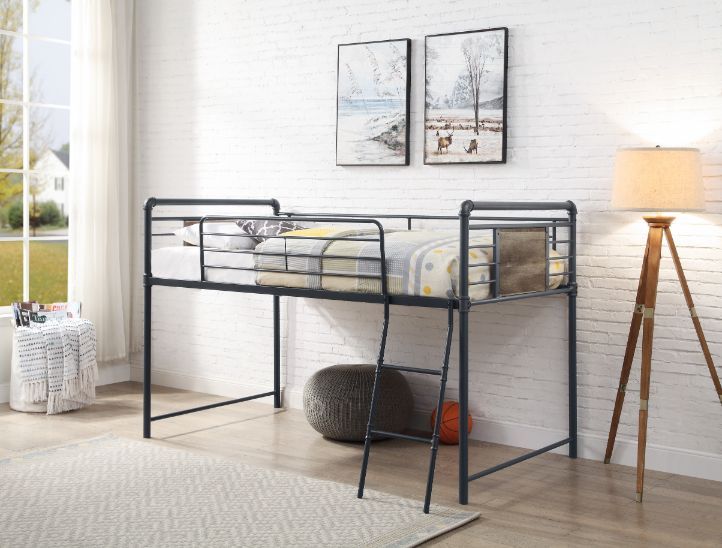 Cordelia - Twin Loft Bed With Slide - Antique Oak, Sandy Black & Dark Bronze Hand-Brushed, black, view 4