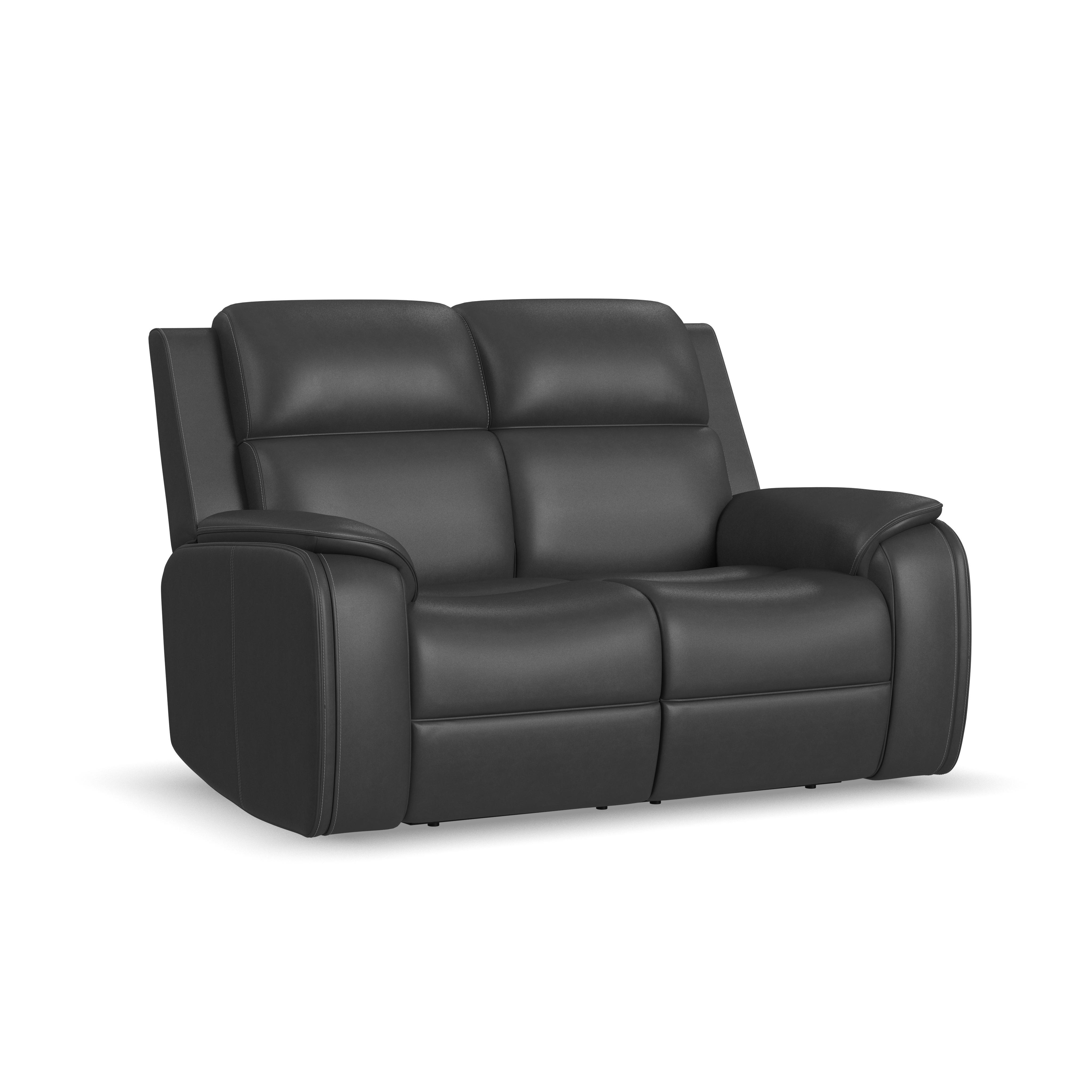 Ziggy - Power Reclining Loveseat With Power Headrest, Lumbar, Heat & Massage - Iron, black