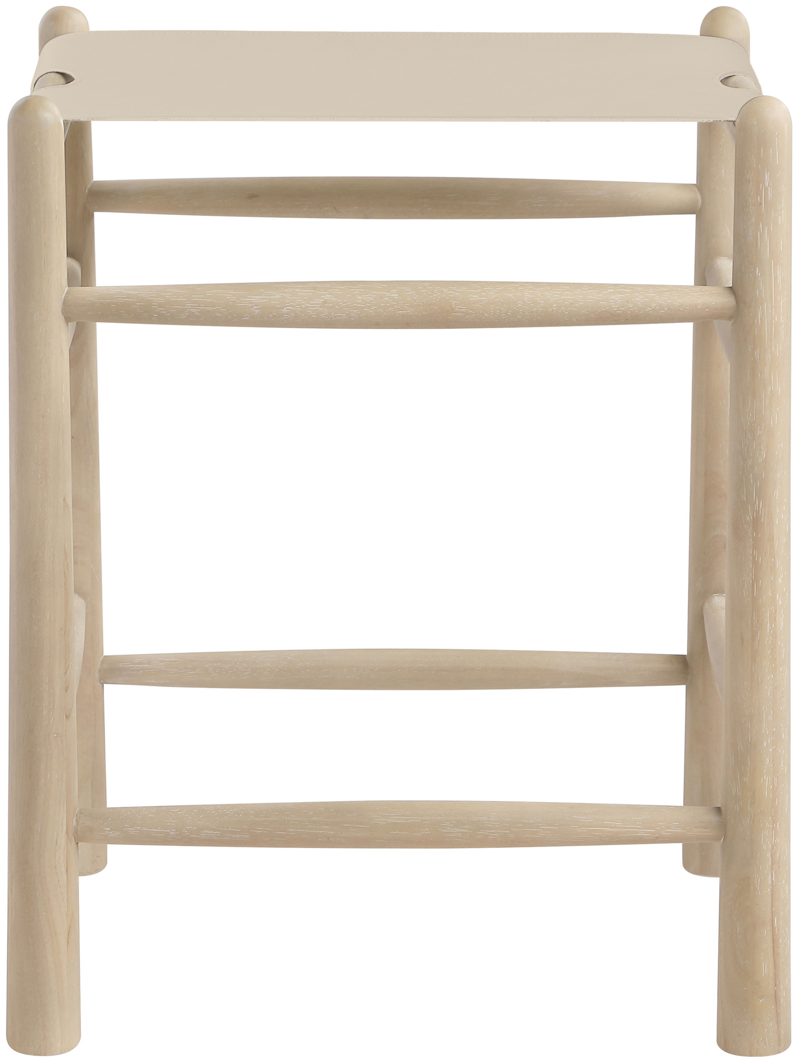 Santos - Vegan Leather Upholstered Backless Counter Stool - Beige / Stained Natural