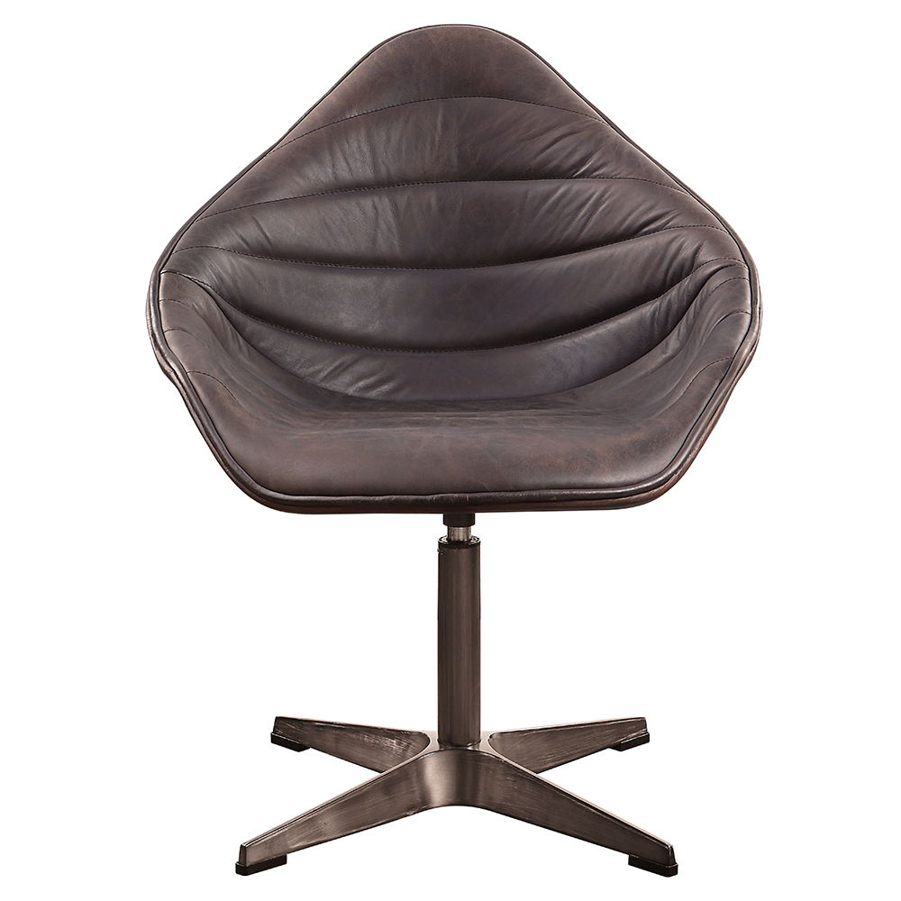 Pipino - Accent Chair With Swivel - Antique Ebony Top Grain Leather, dark brown, view 8