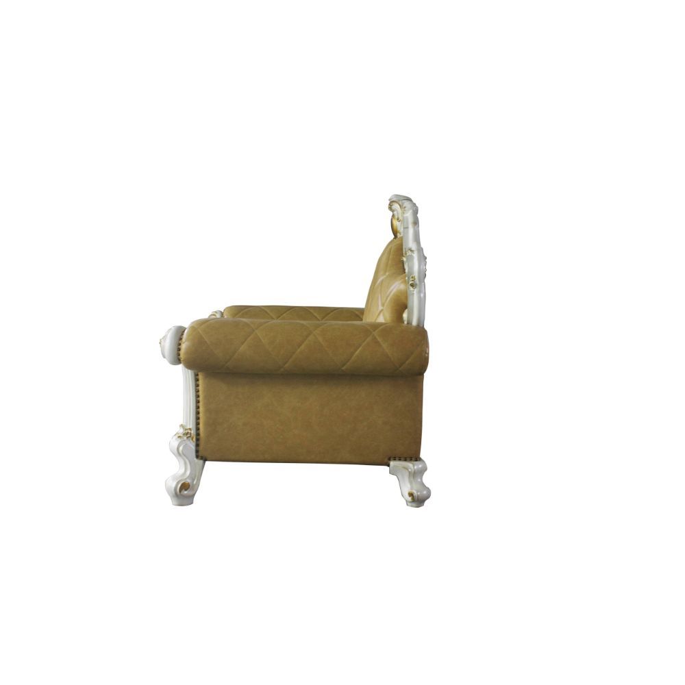 Picardy - Chair With Pillow - Butterscotch Synthetic Leather & Antique Pearl, beige, view 6