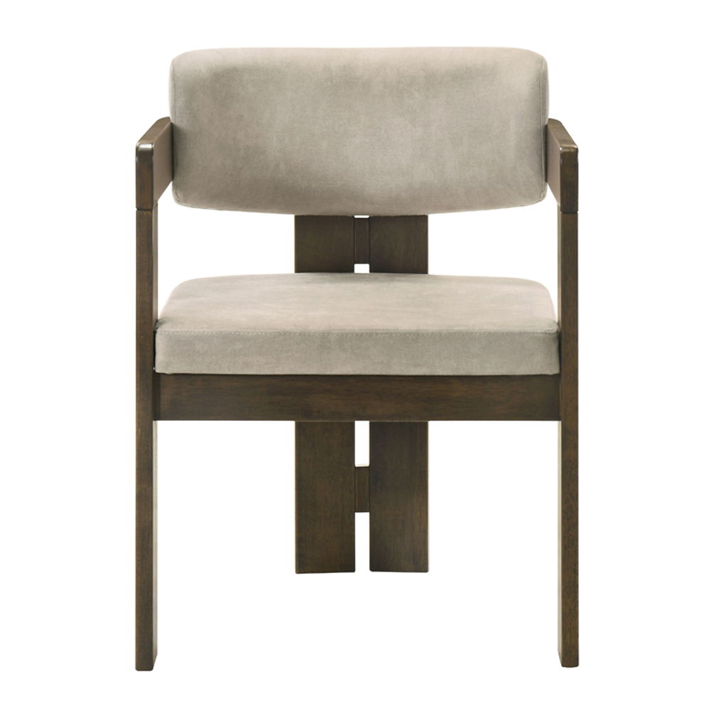 Destin - Side Chair - Light Gray Fabric & Walnut, gray
