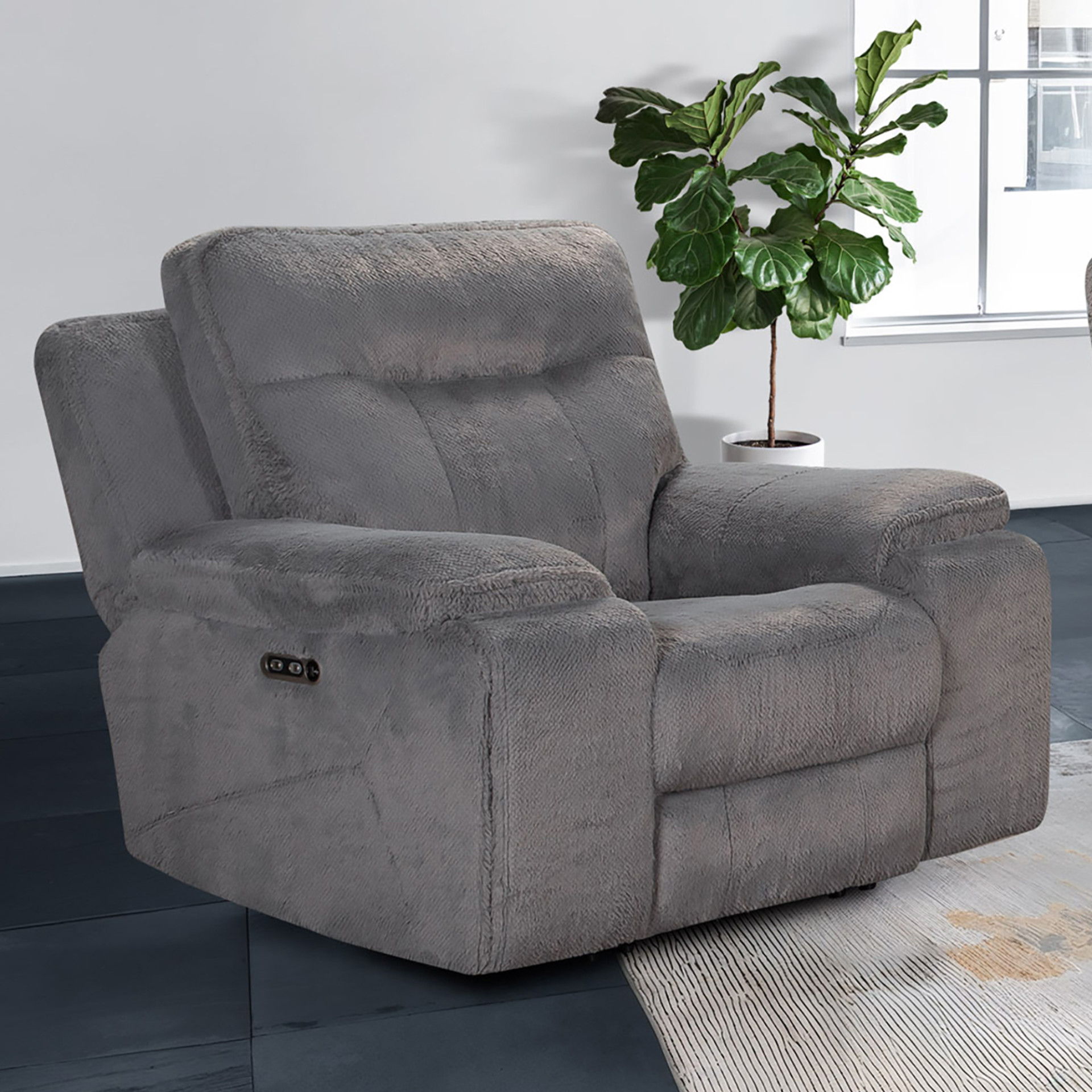 Teddy - Recliner With Power Headrest & Footrest - Gray, dark gray, view 8