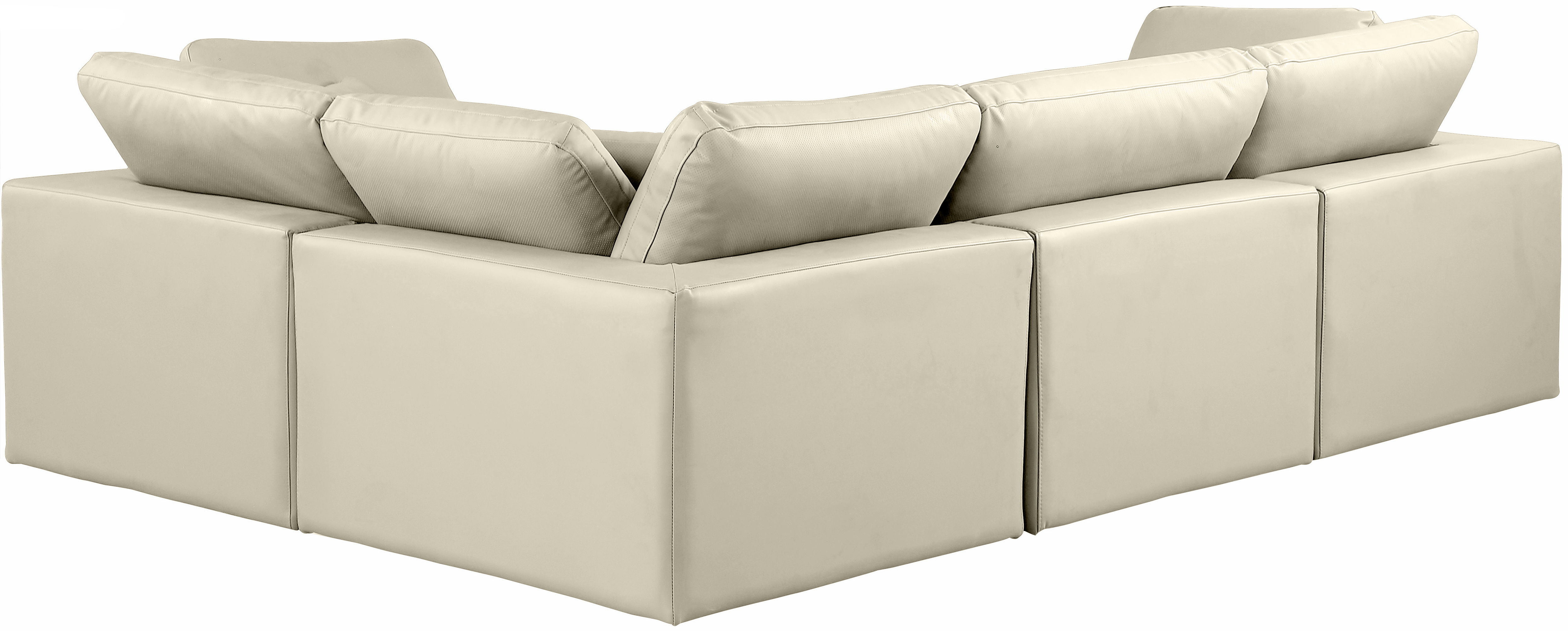 Comfy - 4 Piece Faux Leather Modular Sectional - Cream