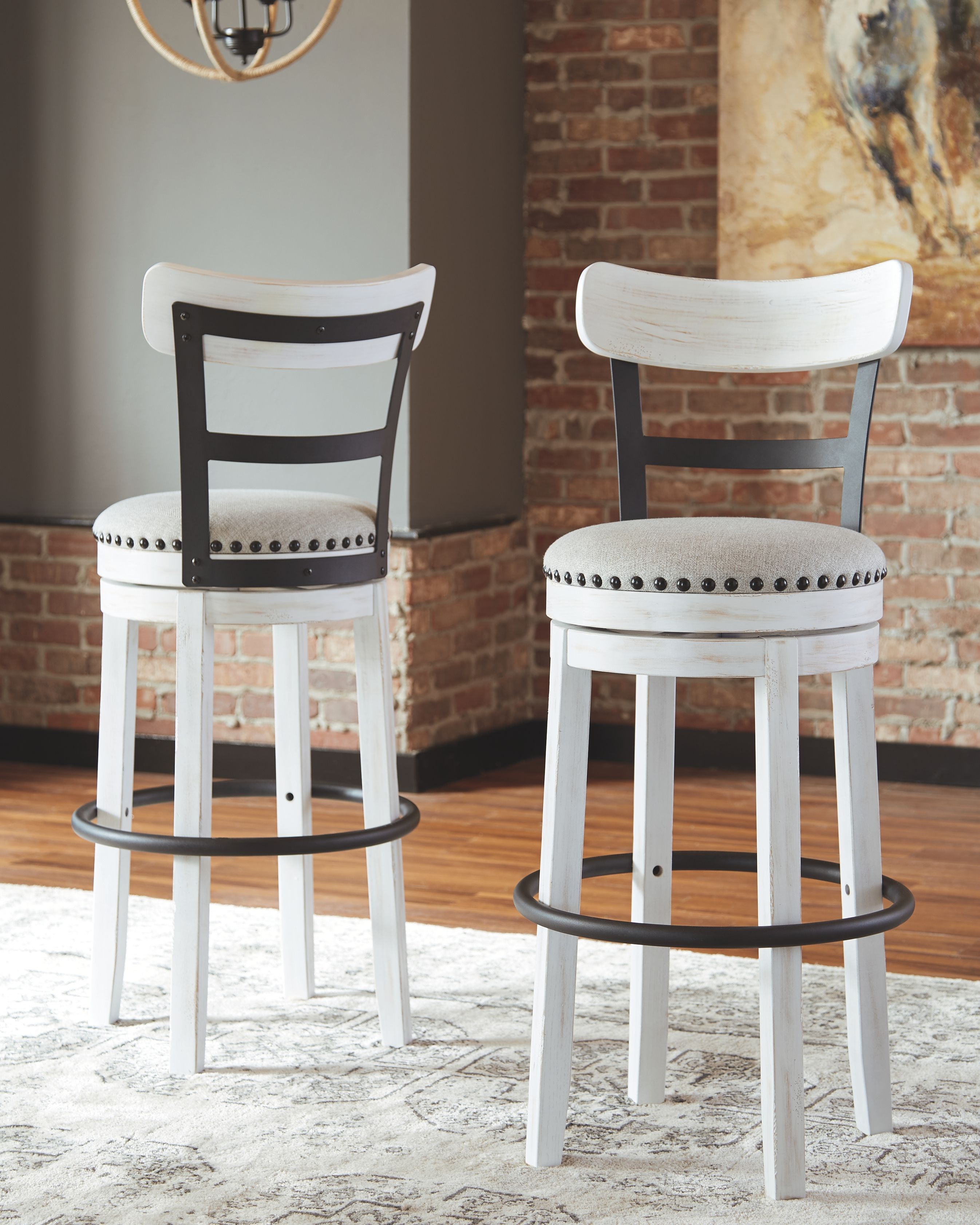 Valebeck - Tall UPH Swivel Barstool - White