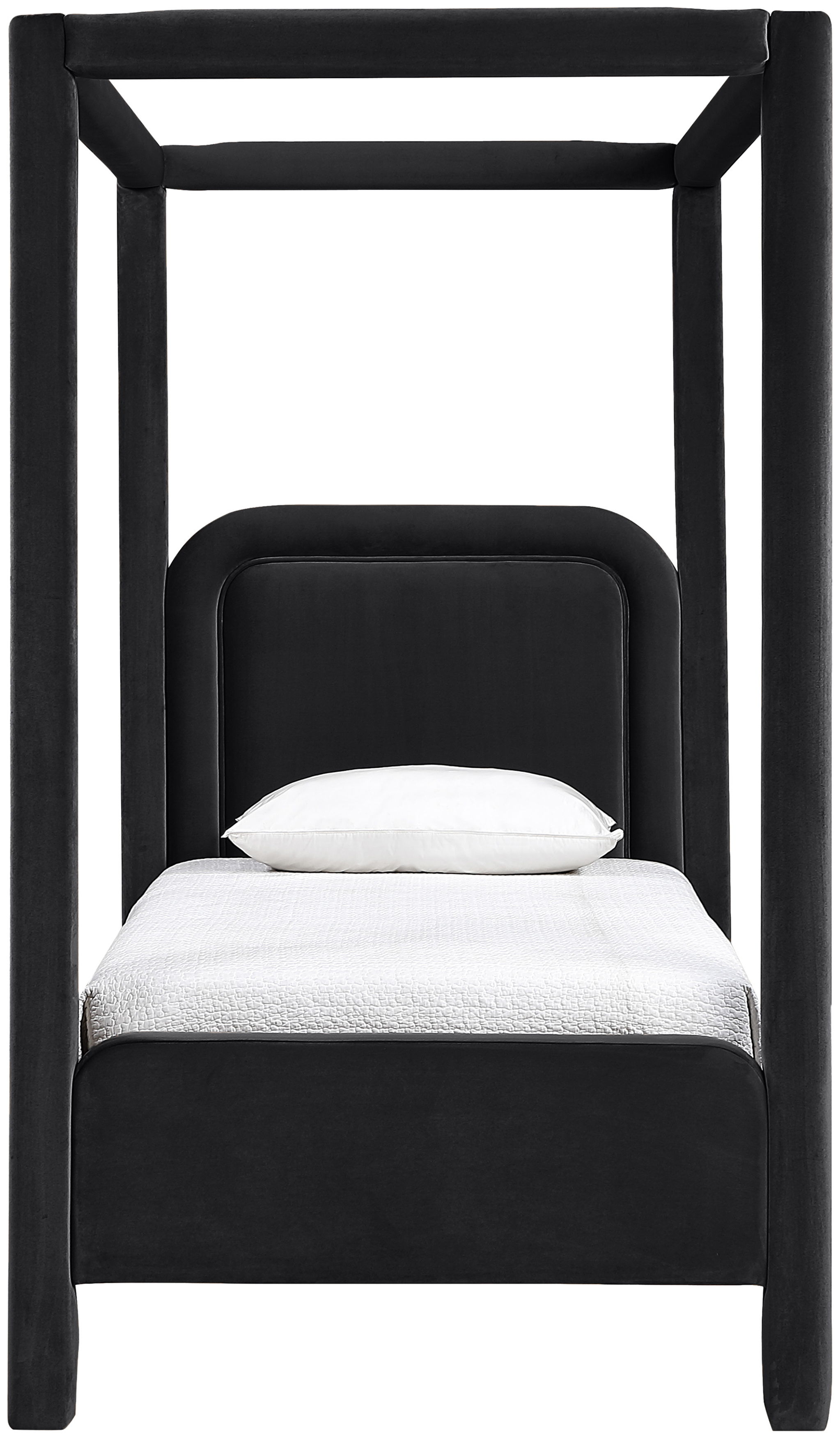 Salina - Velvet Upholstered Twin Bed - Black
