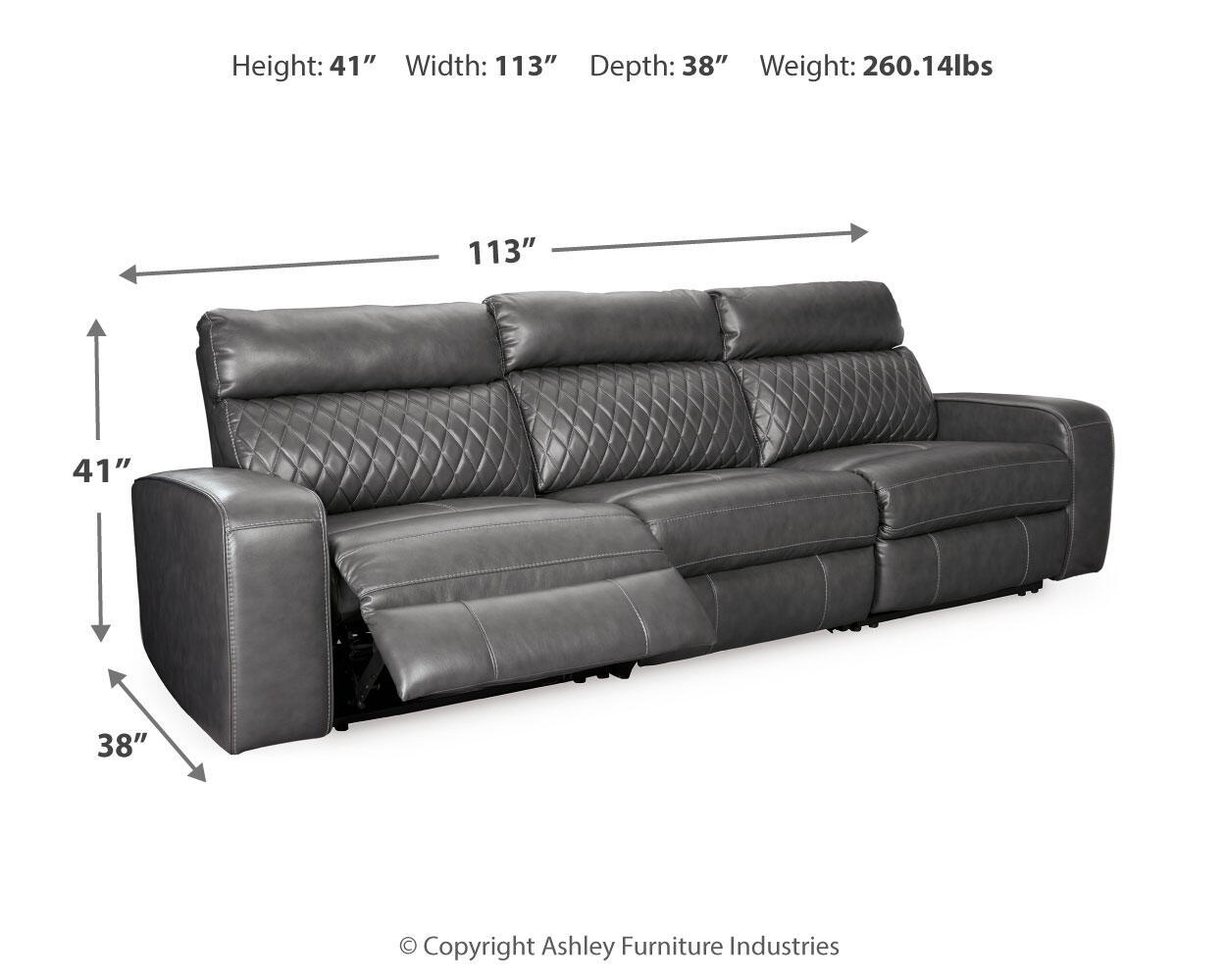 Ashley Furniture Samperstone - Sofa 3 Pc Sectional - Gray - Image 5