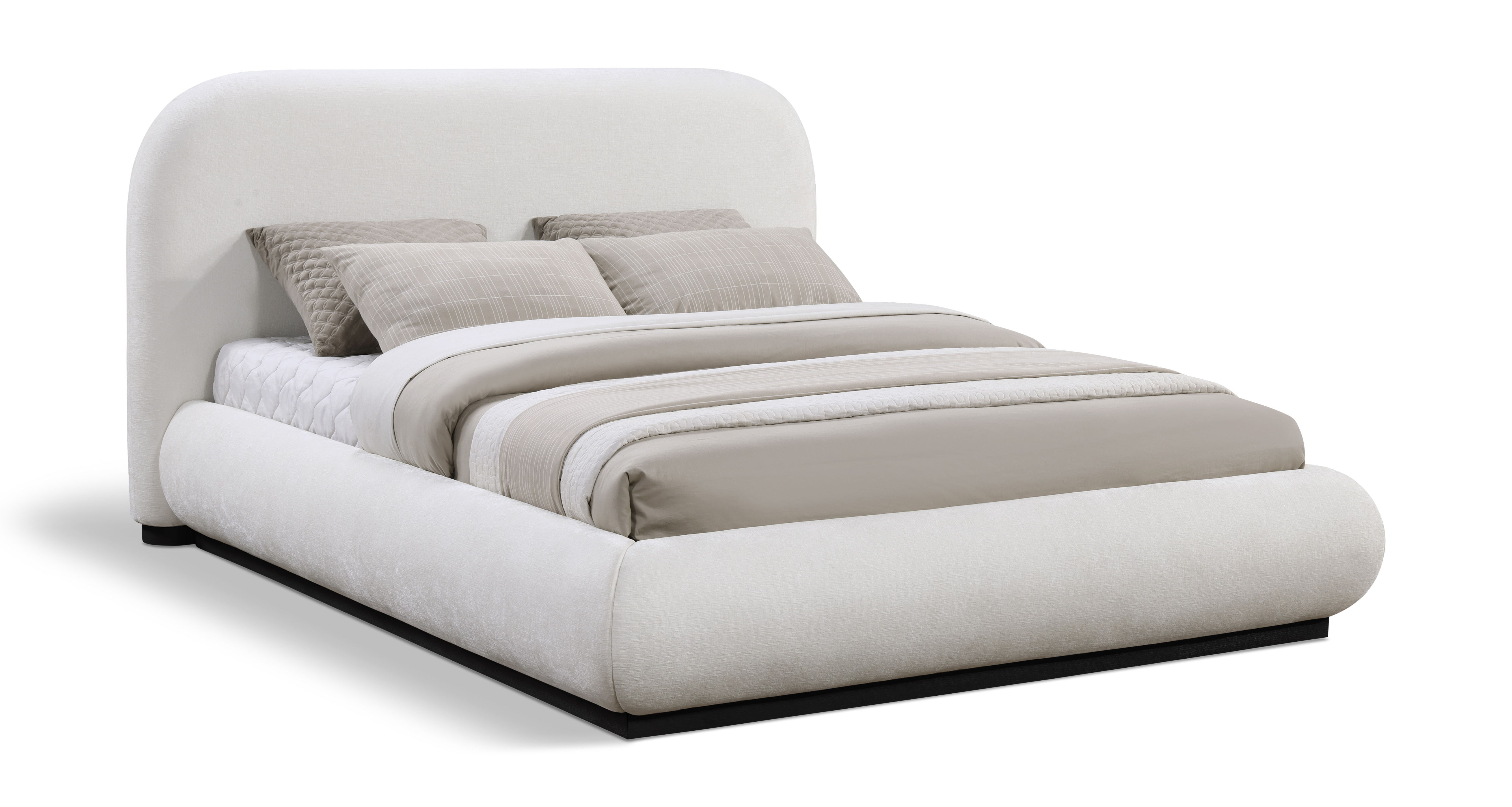 Vaughn - Chenille Full Bed With Black Base - Cream